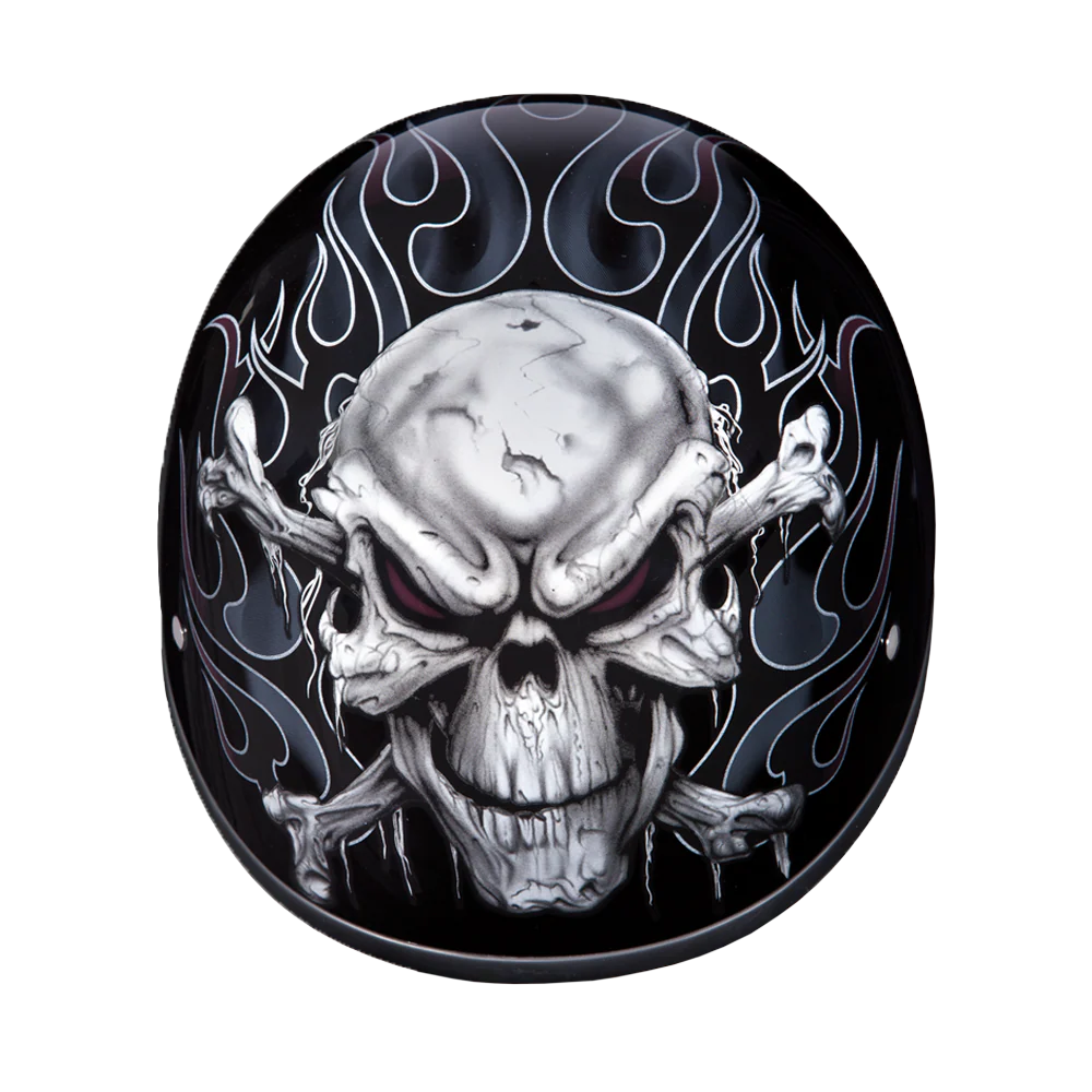 DOT Approved Daytona Motorcycle Half Face Helmet - Skull Cap Graphics for Men & Women, Scooters, ATVs, UTVs & Choppers - W/ Cross Bones - Image 5