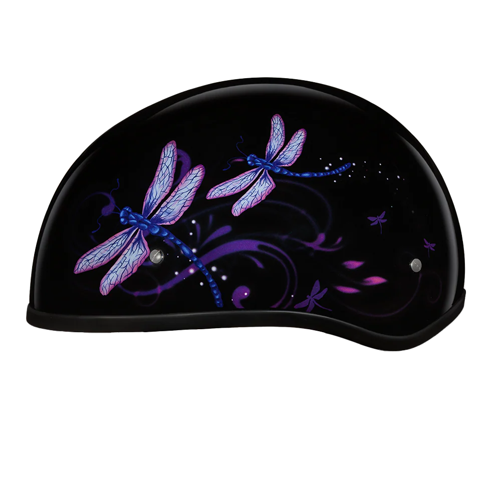 DOT Approved Daytona Motorcycle Half Face Helmet - Skull Cap Graphics for Men & Women, Scooters, ATVs, UTVs & Choppers - W/ Dragonfly - Image 2
