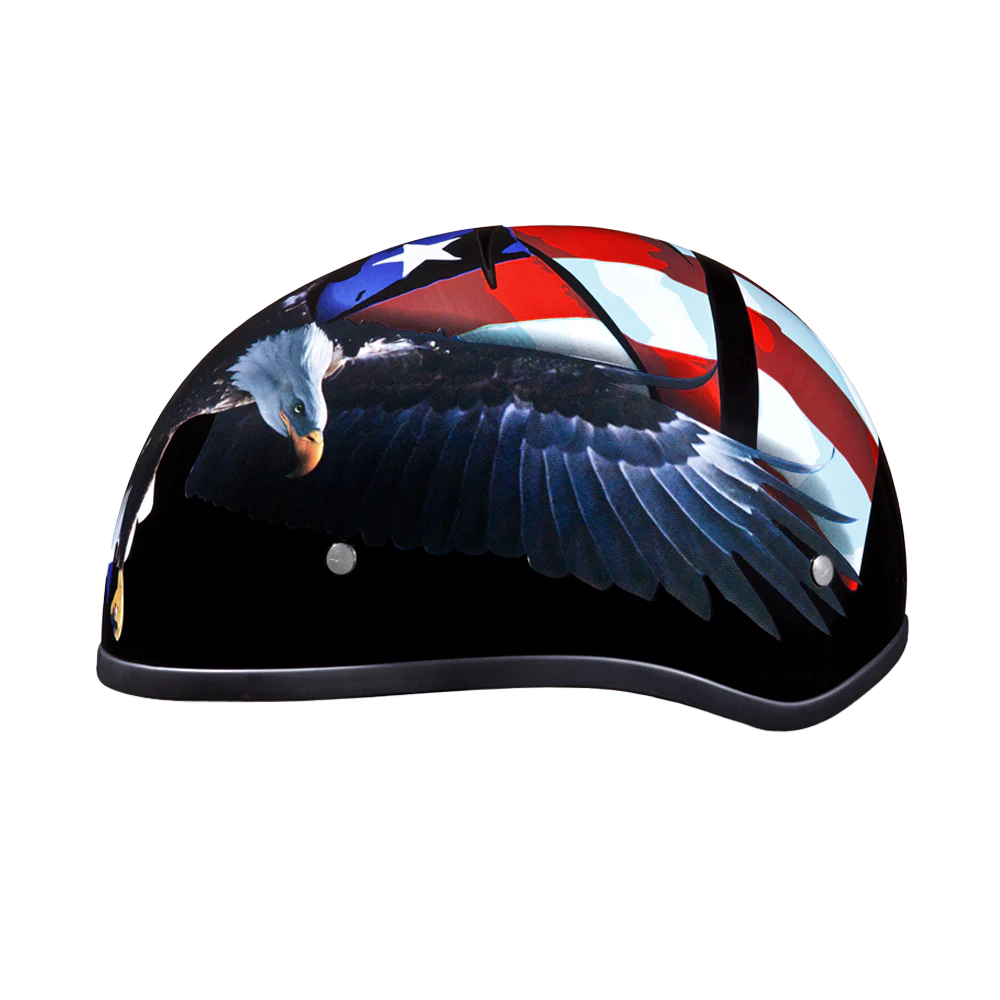 DOT Approved Daytona Motorcycle Half Face Helmet - Skull Cap Graphics for Men & Women, Scooters, ATVs, UTVs & Choppers - W/ Freedom - Image 2