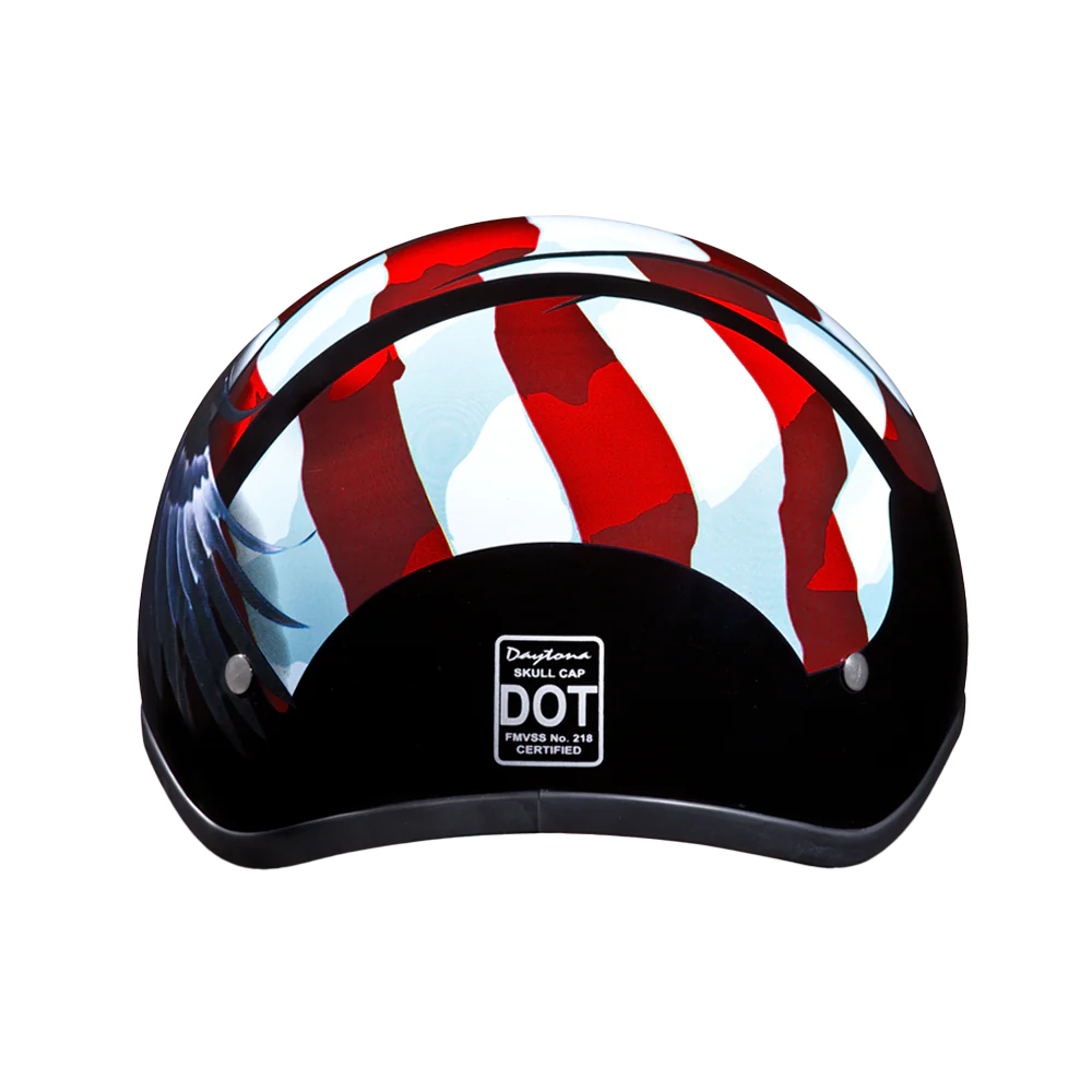 DOT Approved Daytona Motorcycle Half Face Helmet - Skull Cap Graphics for Men & Women, Scooters, ATVs, UTVs & Choppers - W/ Freedom - Image 3