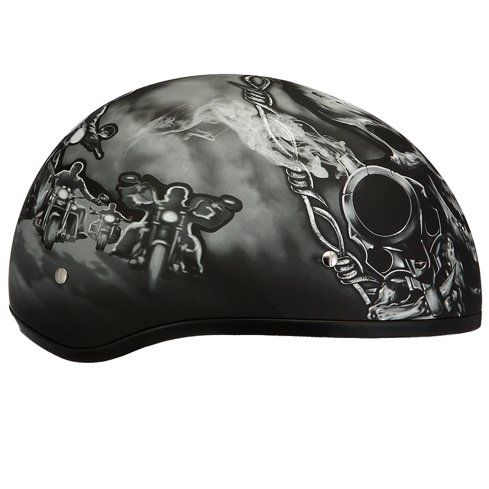 DOT Approved Daytona Motorcycle Half Face Helmet - Skull Cap Graphics for Men & Women, Scooters, ATVs, UTVs & Choppers - W/ Guns - Image 5