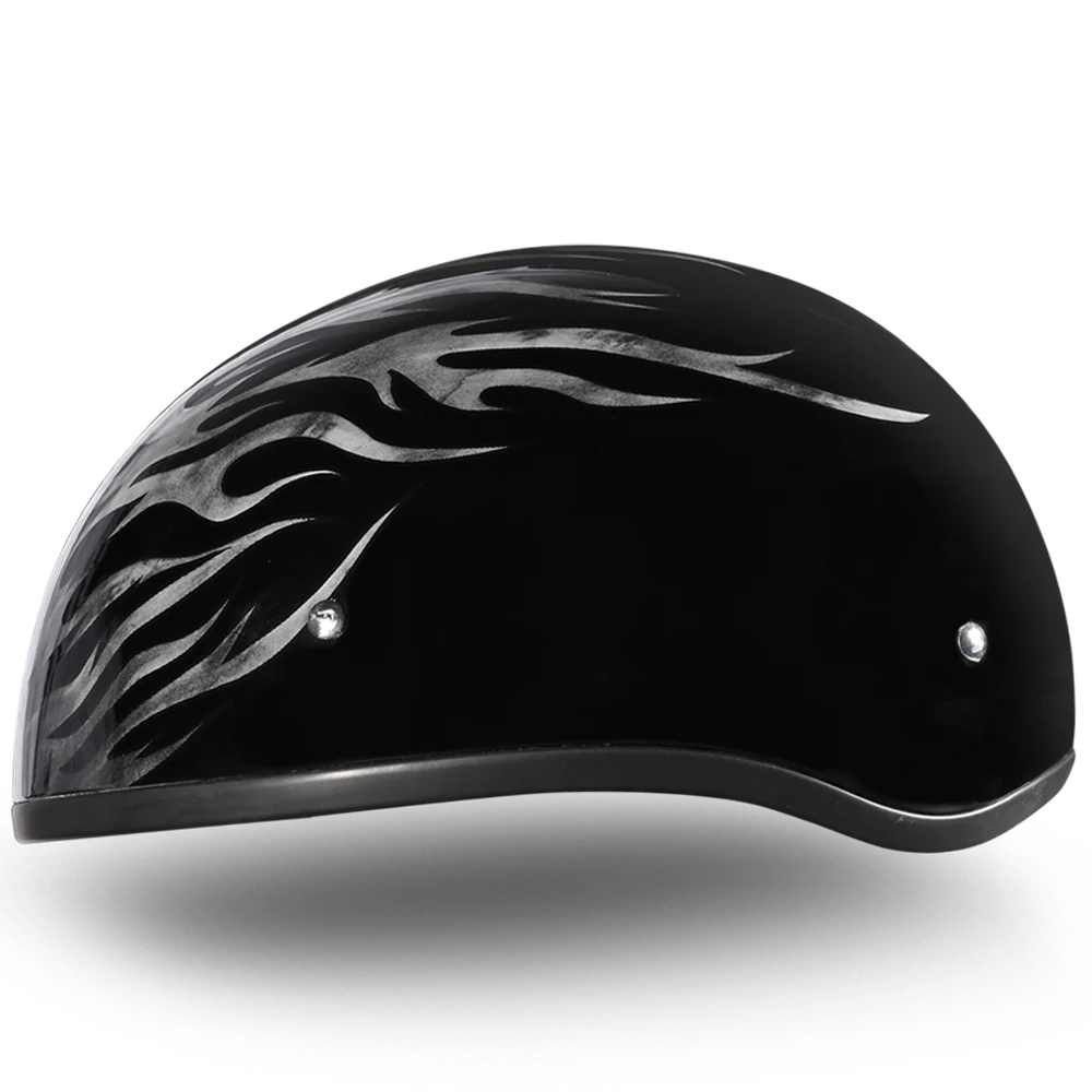 DOT Approved Daytona Motorcycle Half Face Helmet - Skull Cap Graphics for Men & Women, Scooters, ATVs, UTVs & Choppers - W/ Ignite Grey - Image 2