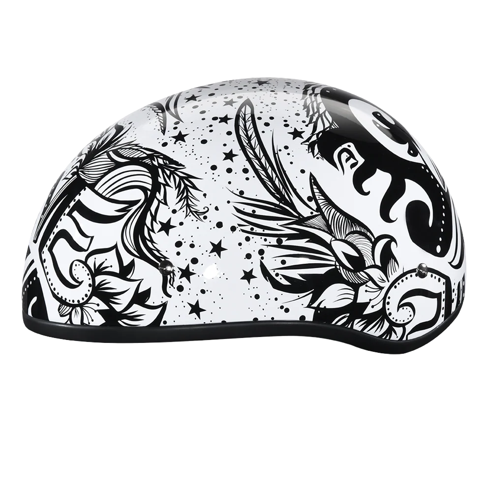 DOT Approved Daytona Motorcycle Half Face Helmet - Skull Cap Graphics for Men & Women, Scooters, ATVs, UTVs & Choppers - W/ Lovesee - Image 3
