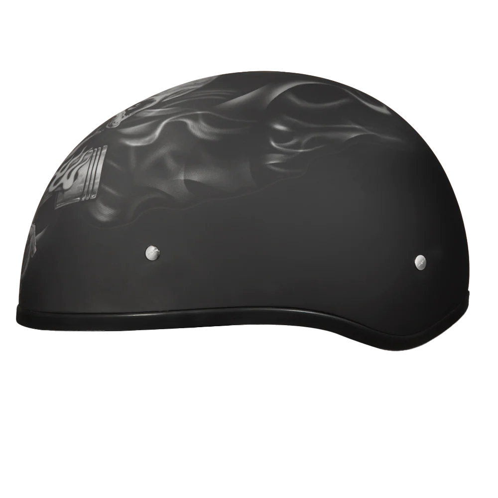 DOT Approved Daytona Motorcycle Half Face Helmet - Skull Cap Graphics for Men & Women, Scooters, ATVs, UTVs & Choppers - W/  Pistons Skull - Image 3