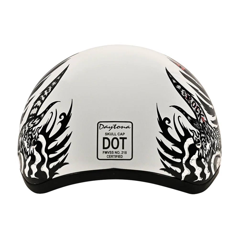 DOT Approved Daytona Motorcycle Half Face Helmet - Skull Cap Graphics for Men & Women, Scooters, ATVs, UTVs & Choppers - W/ Rockin' Reaper - Image 3
