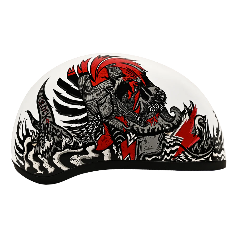 DOT Approved Daytona Motorcycle Half Face Helmet - Skull Cap Graphics for Men & Women, Scooters, ATVs, UTVs & Choppers - W/ Rockin' Reaper - Image 4