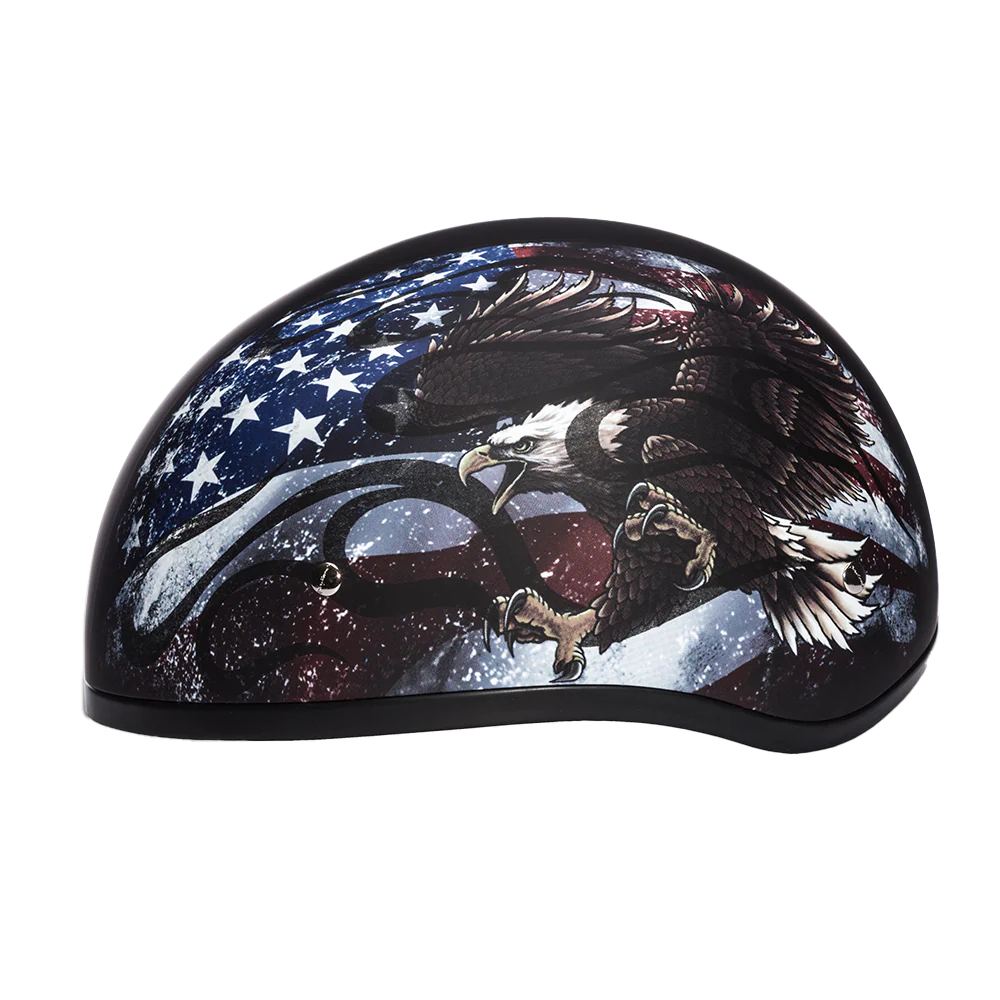 DOT Approved Daytona Motorcycle Half Face Helmet - Skull Cap Graphics for Men & Women, Scooters, ATVs, UTVs & Choppers - W/ USA - Image 2