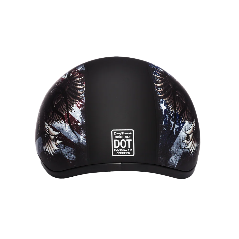 DOT Approved Daytona Motorcycle Half Face Helmet - Skull Cap Graphics for Men & Women, Scooters, ATVs, UTVs & Choppers - W/ USA - Image 3