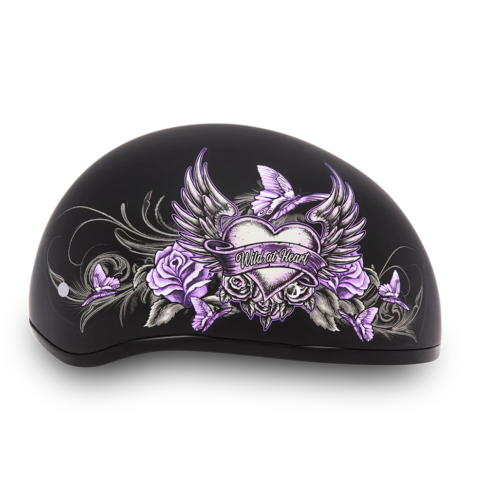 DOT Approved Daytona Motorcycle Half Face Helmet - Skull Cap Graphics for Men & Women, Scooters, ATVs, UTVs & Choppers - W/ Wild At Heart - Image 4
