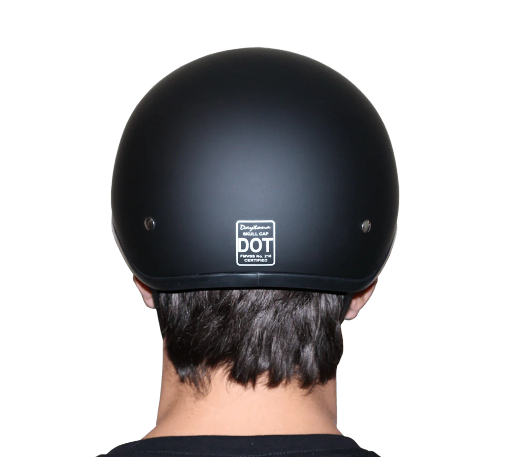 DOT Approved Daytona Skull Cap Half Shell Motorcycle Helmet - Beanie Style for Motorcycles, Cruisers, Scooters, and Mopeds W/O Visor- Dull Black - Image 9