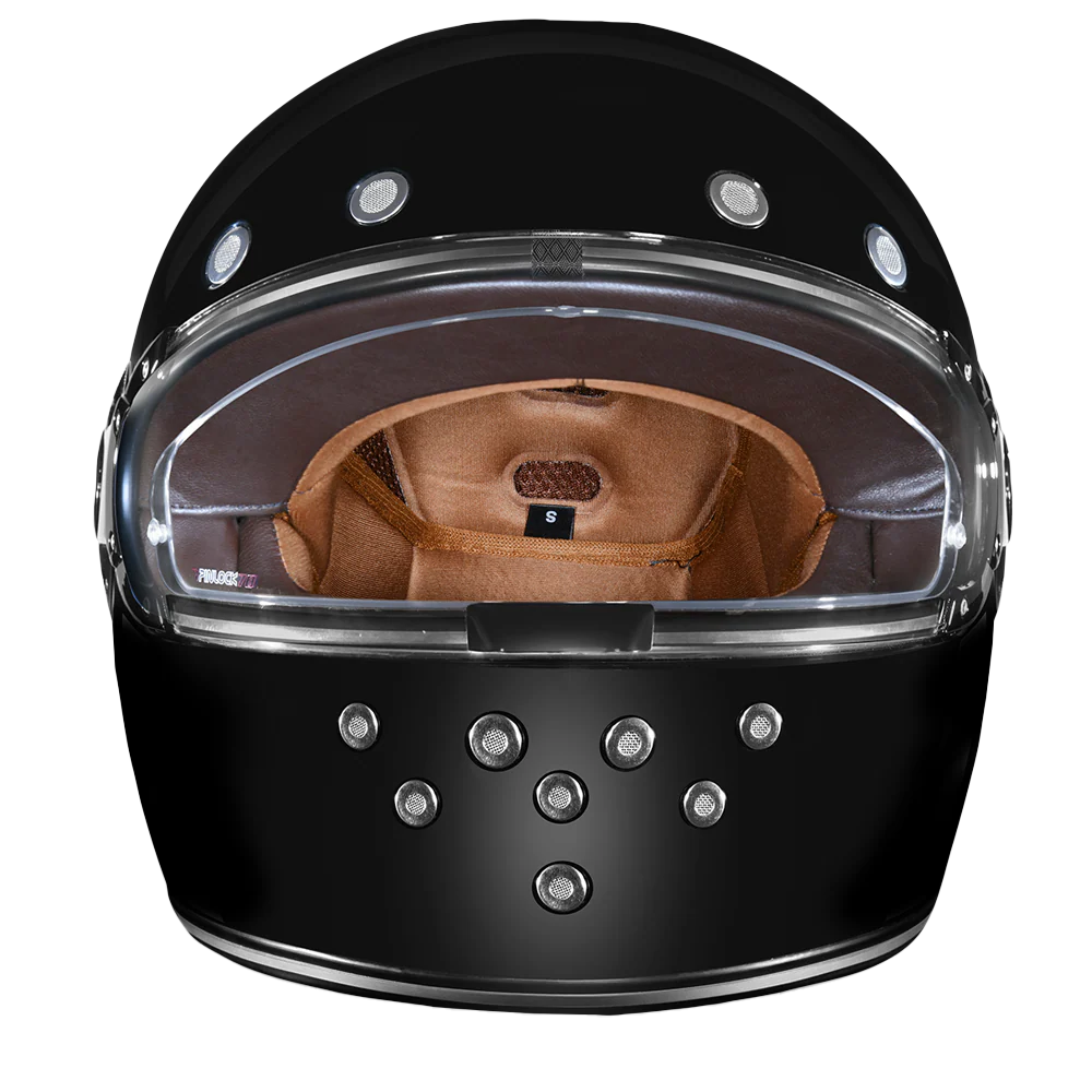 DOT Daytona Retro Full Face Motorcycle Helmet: Vintage Style for Men, Women, & Youth - Hi-Gloss Black w/ Chrome Accents - Image 5