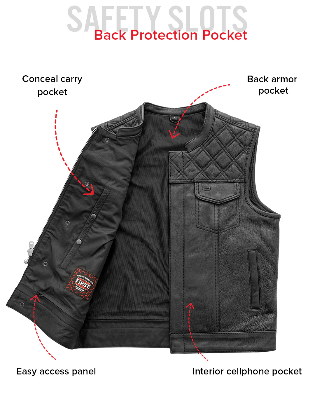 Downside Men's Motorcycle Leather Vest - Image 50