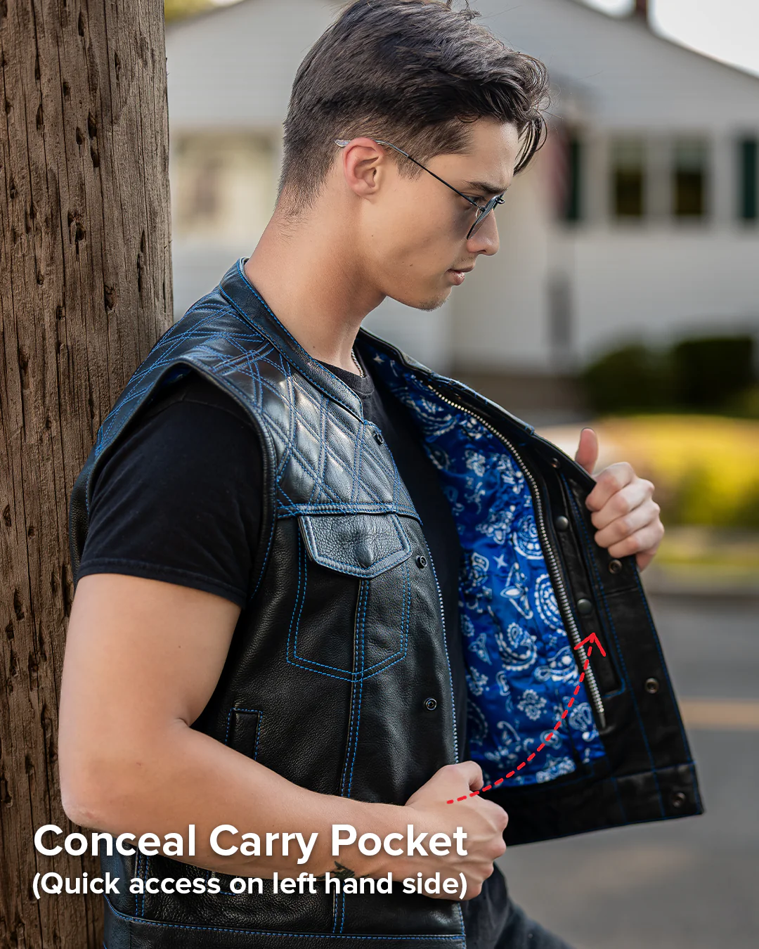 Downside Men's Motorcycle Leather Vest - Image 55