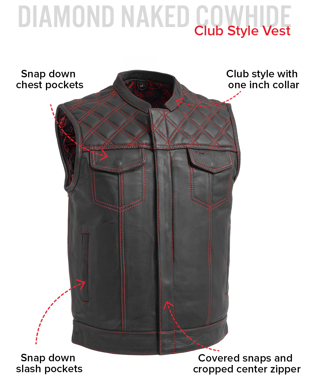 Downside Men's Motorcycle Leather Vest - Image 60