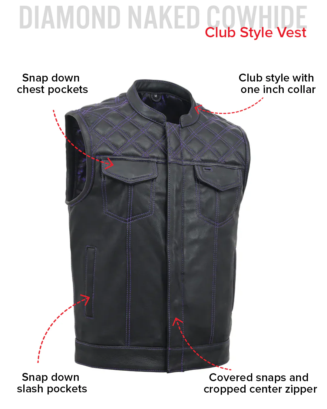 Downside Men's Motorcycle Leather Vest - Image 65