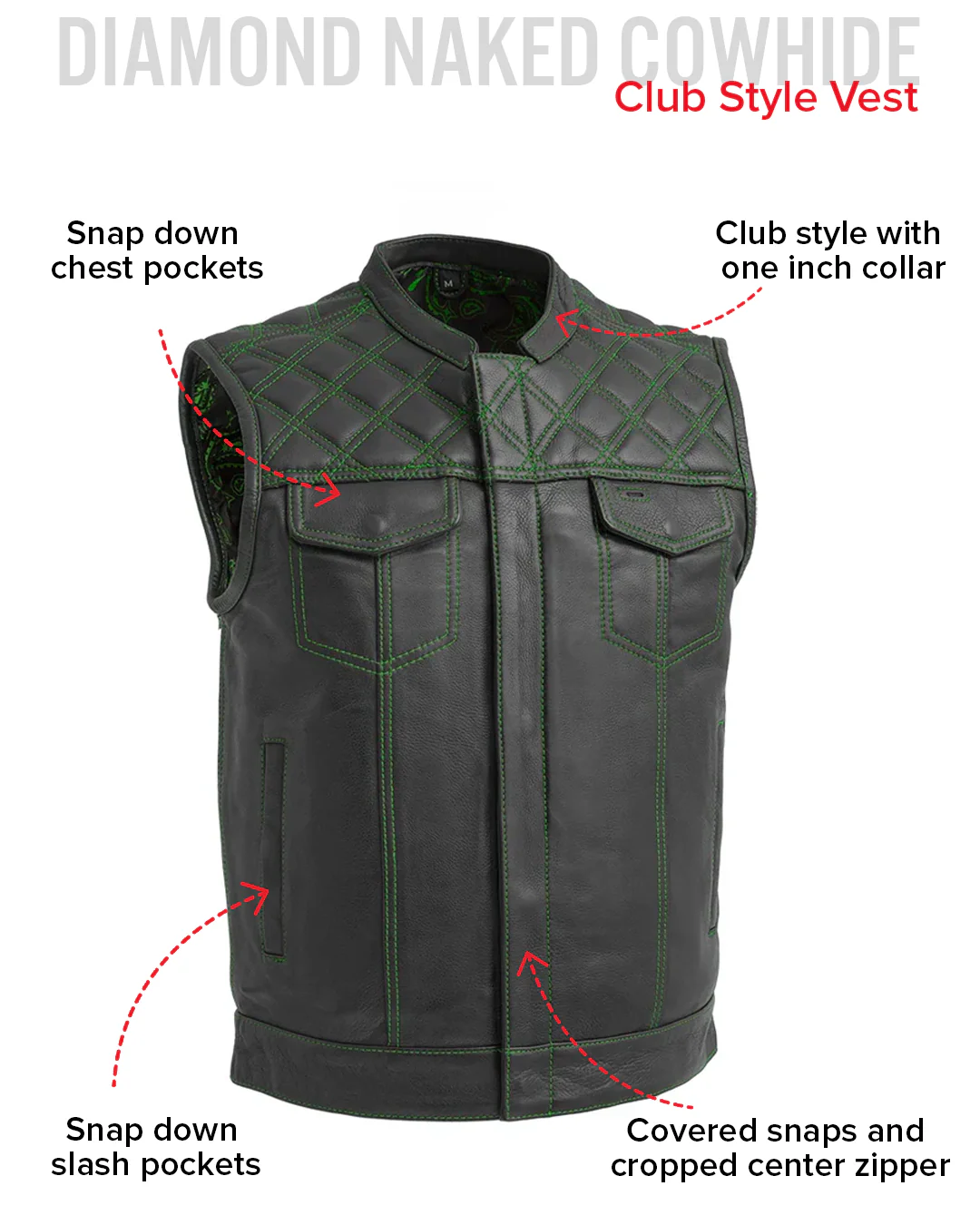Downside Men's Motorcycle Leather Vest - Image 68