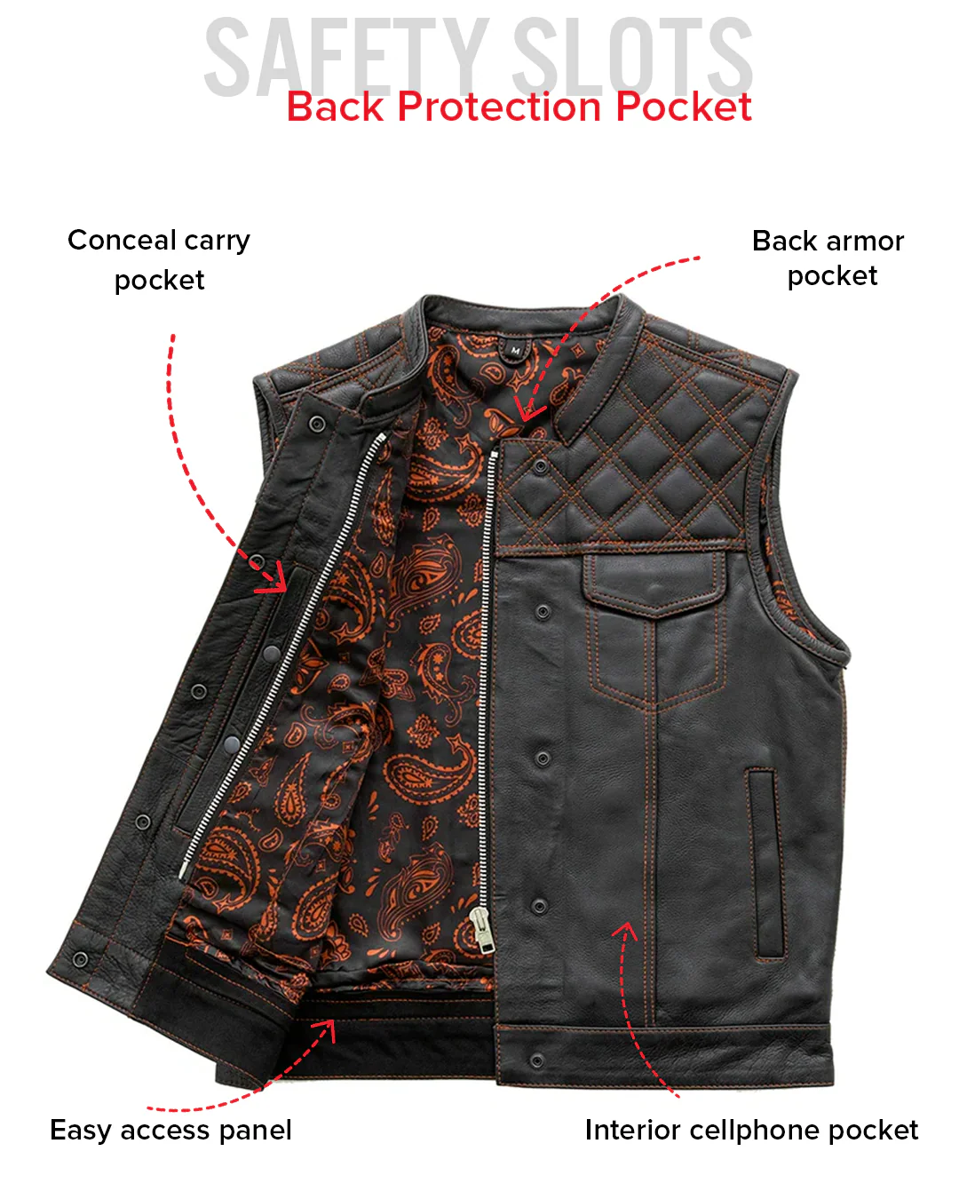 Downside Men's Motorcycle Leather Vest - Image 70
