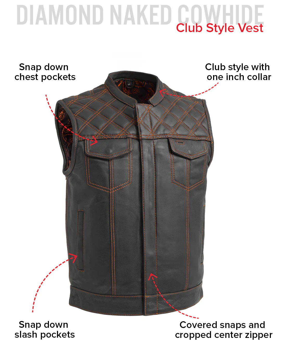 Downside Men's Motorcycle Leather Vest - Image 71