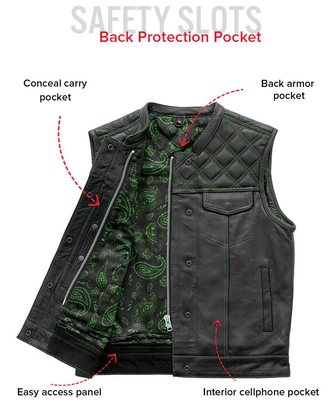 Downside Men's Motorcycle Leather Vest - Image 75