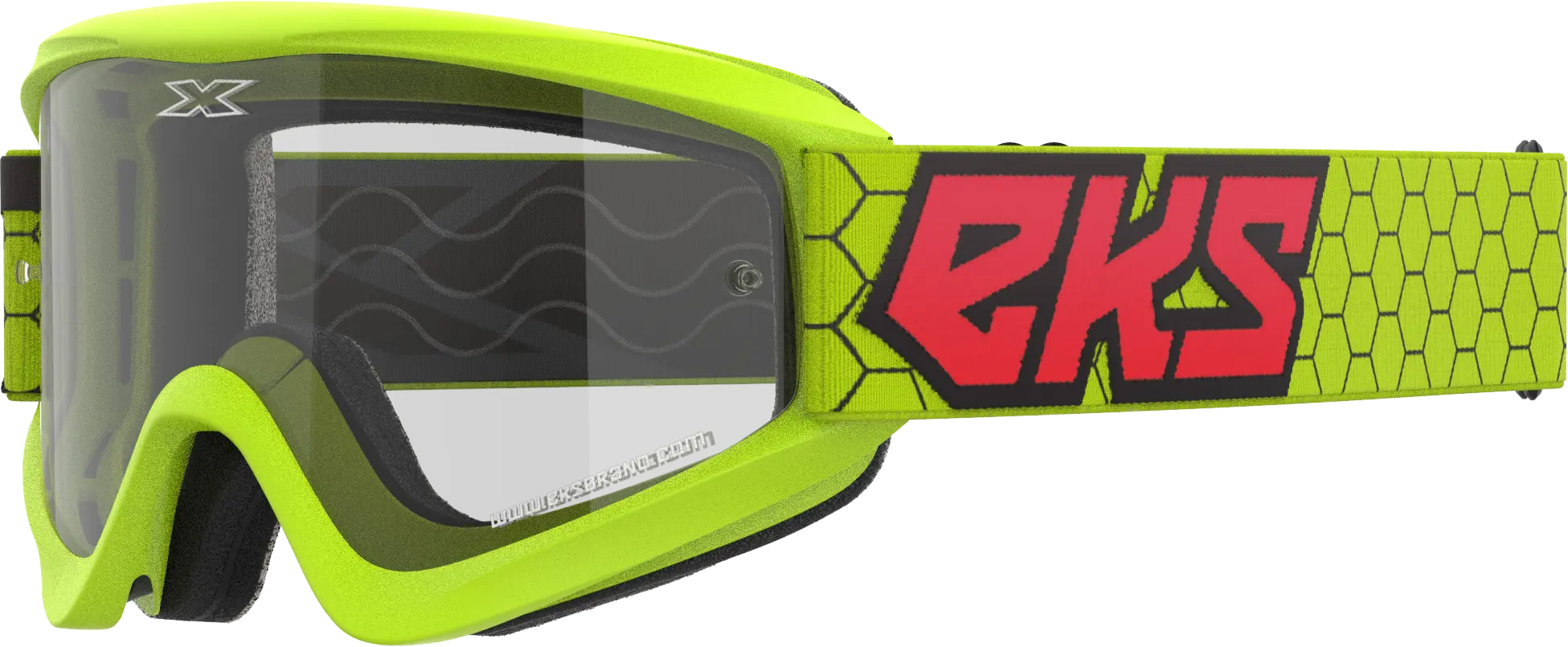 EKS Flat Out Clear Goggle Flo Ylw/Black/Fire Red Clear - Image 2