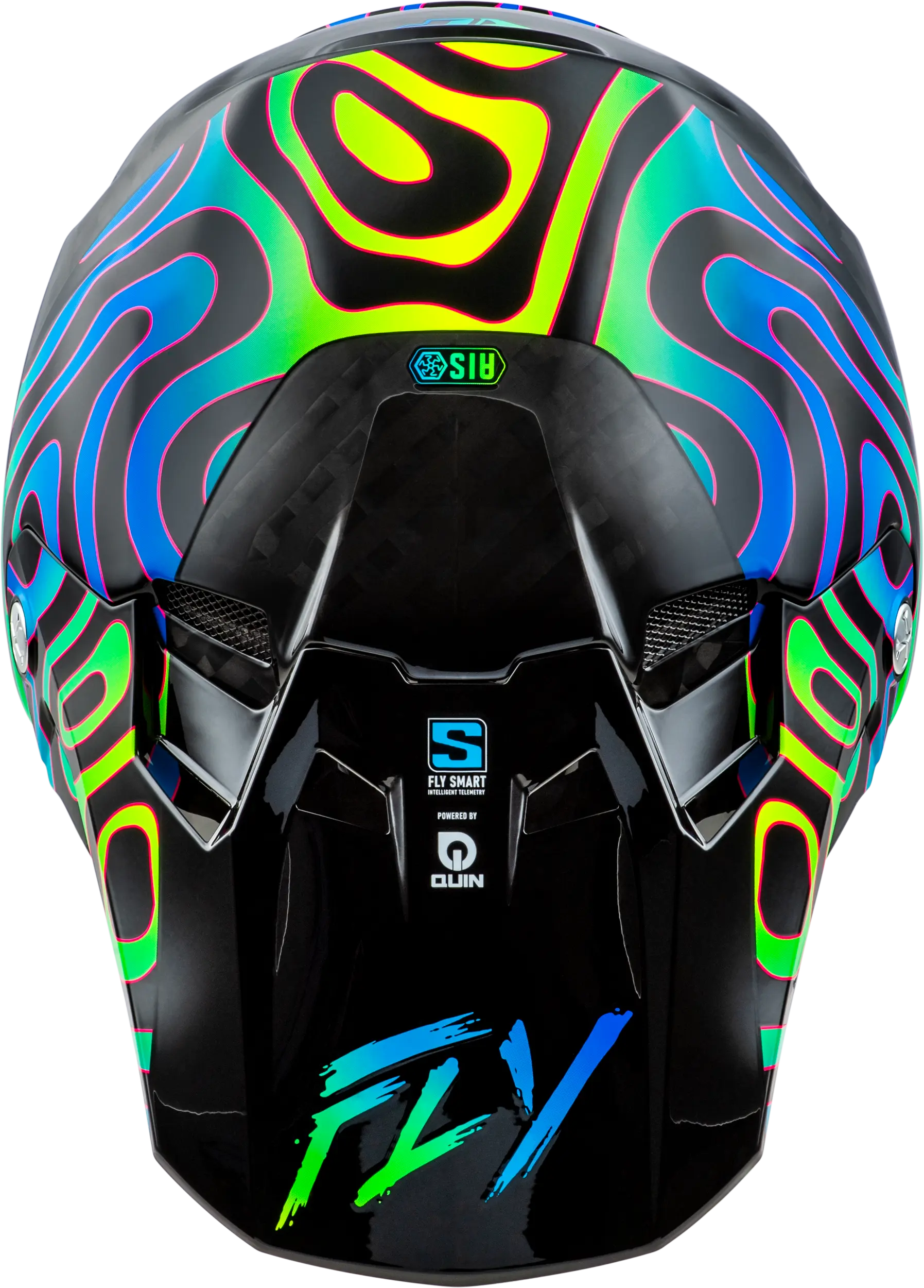 FLY RACING Formula S Carbon Zen Black Carbon/Blue/Yellow Helmet - Image 3