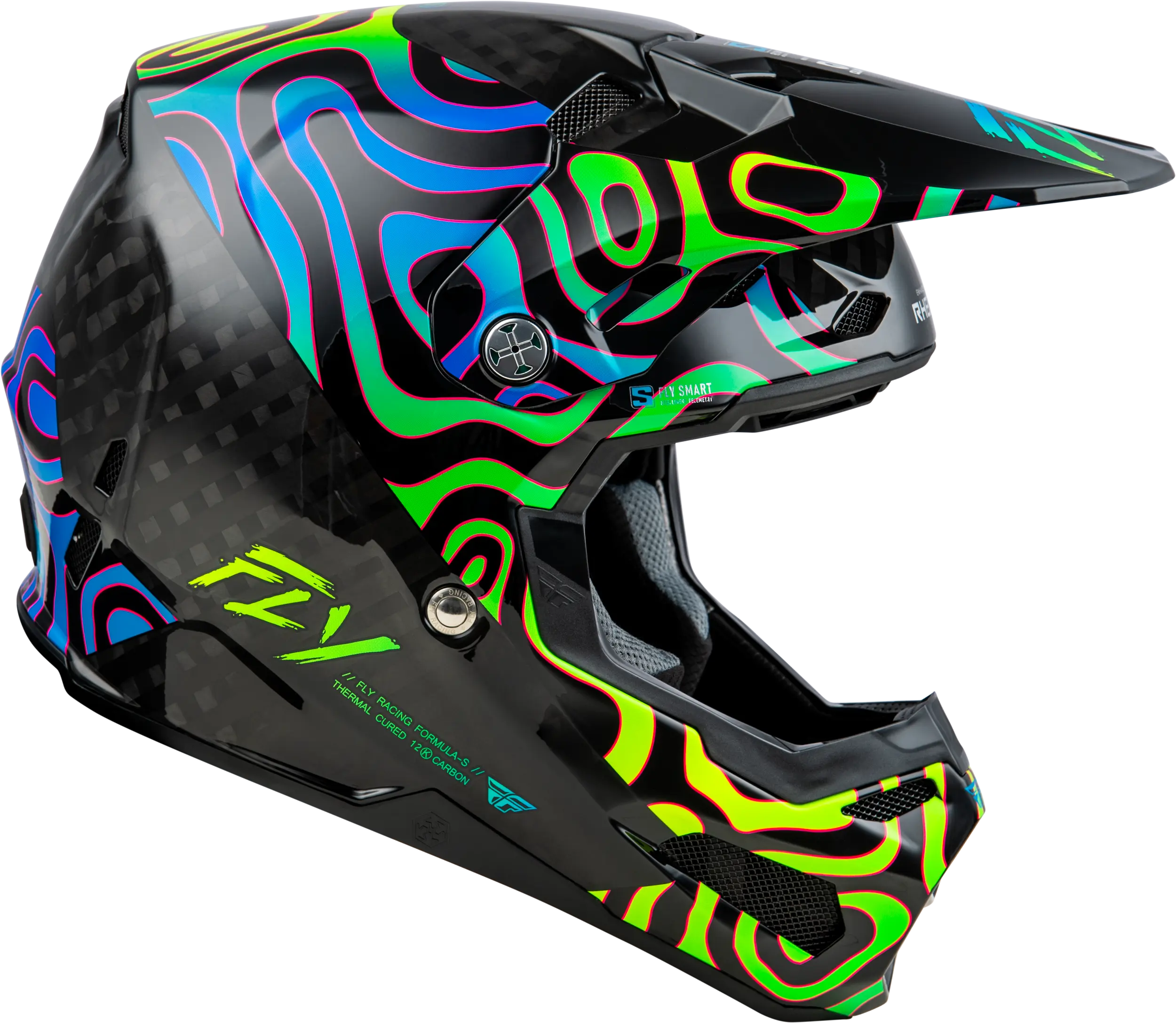 FLY RACING Formula S Carbon Zen Black Carbon/Blue/Yellow Helmet - Image 4