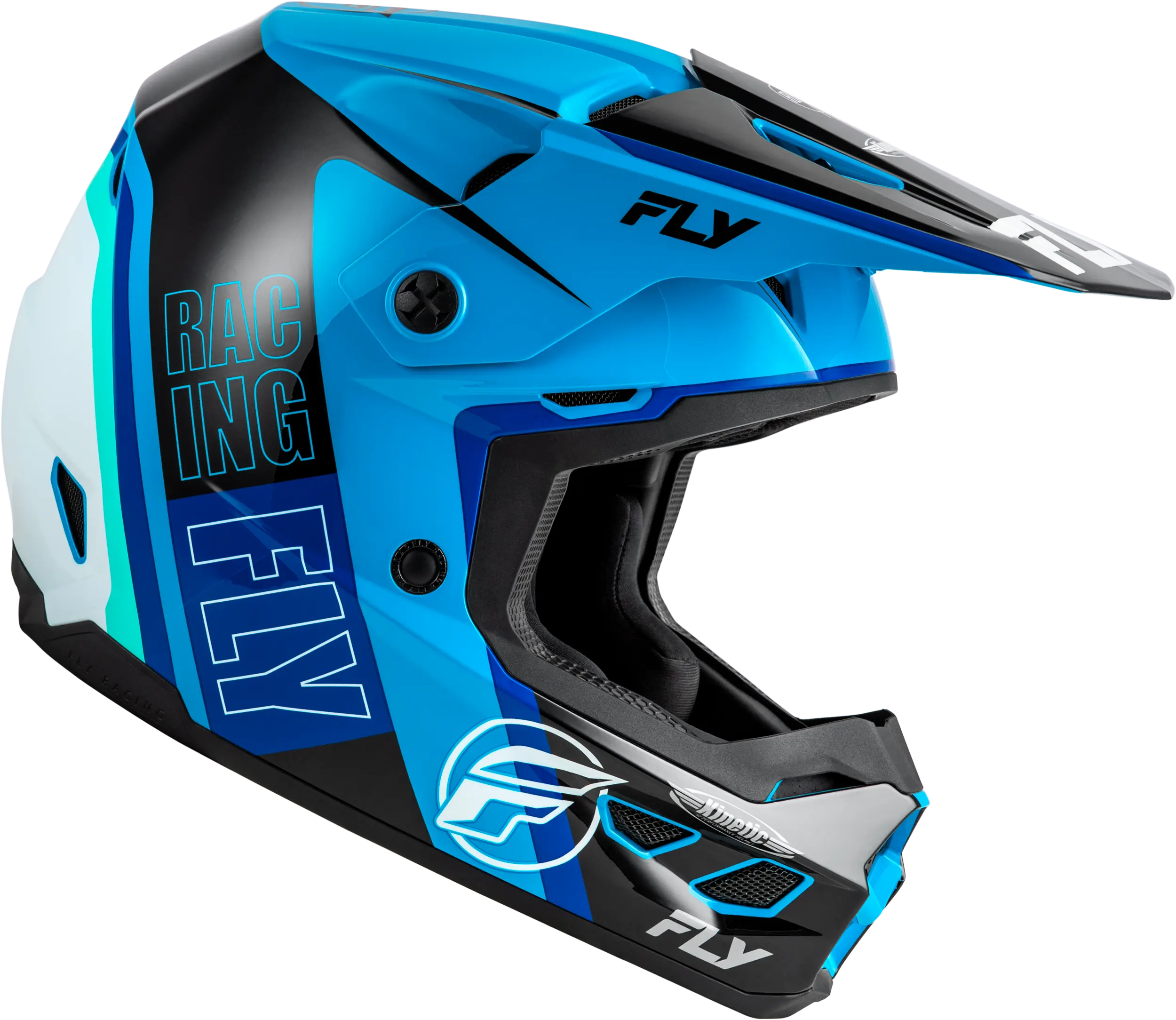 FLY RACING Kinetic Rally Blue/Black/White Helmet - Image 4