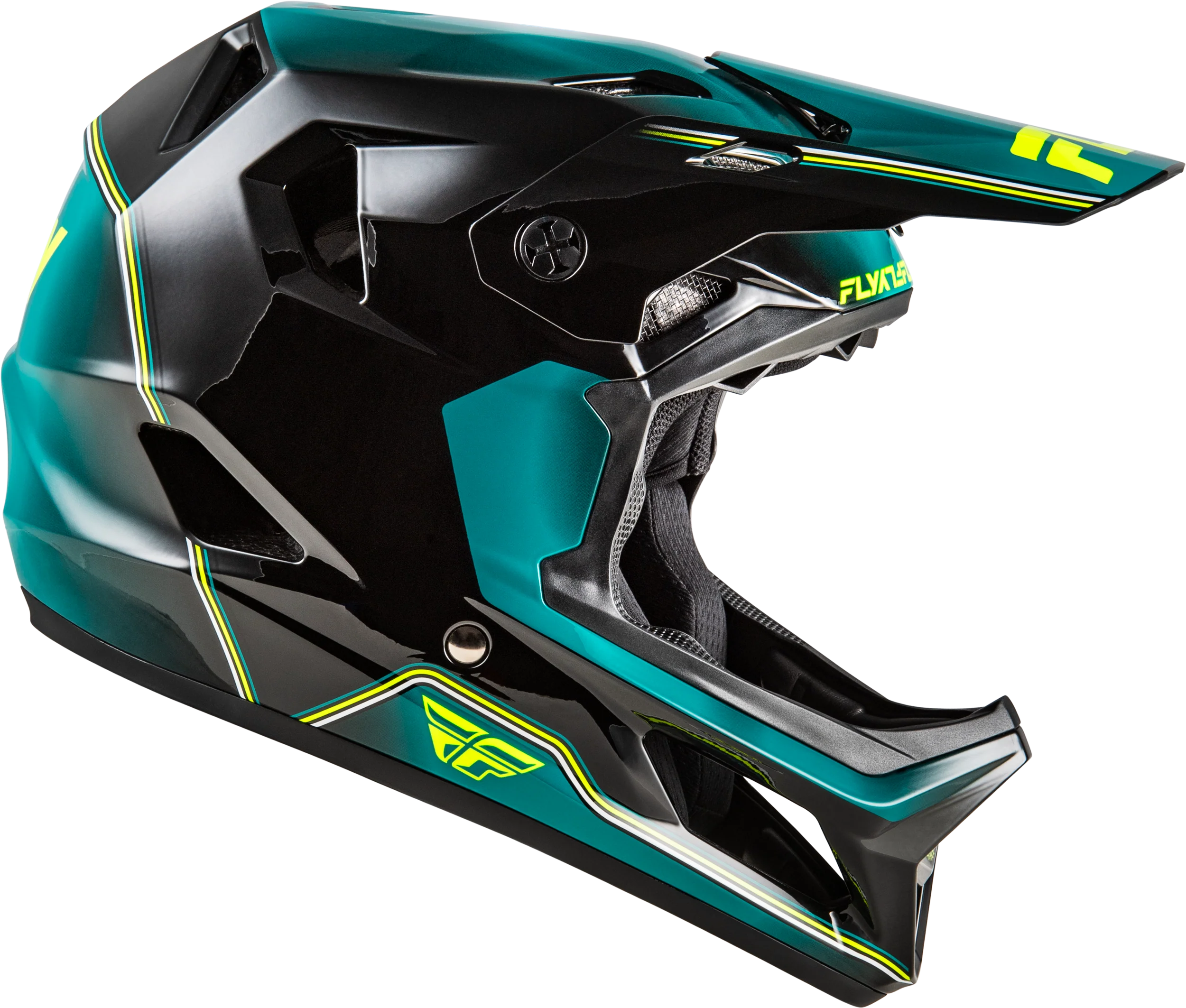 FLY Rayce Repeat Helmet - Black/Teal/Hi Vis - eMoto / BMX / Downhill Helmet - Image 4