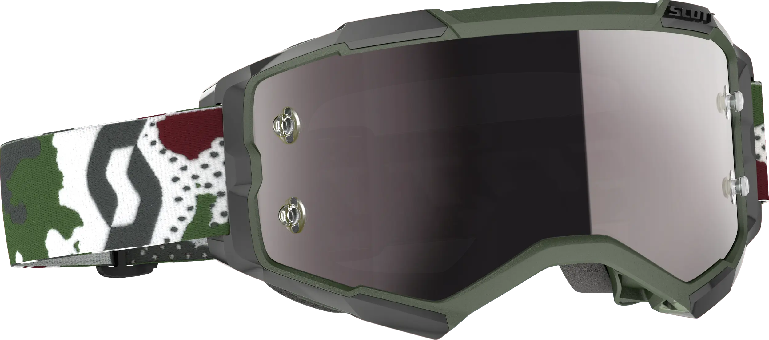 Fury Goggle Dark Green/White Camo W/Silver Chrome Works - Image 3