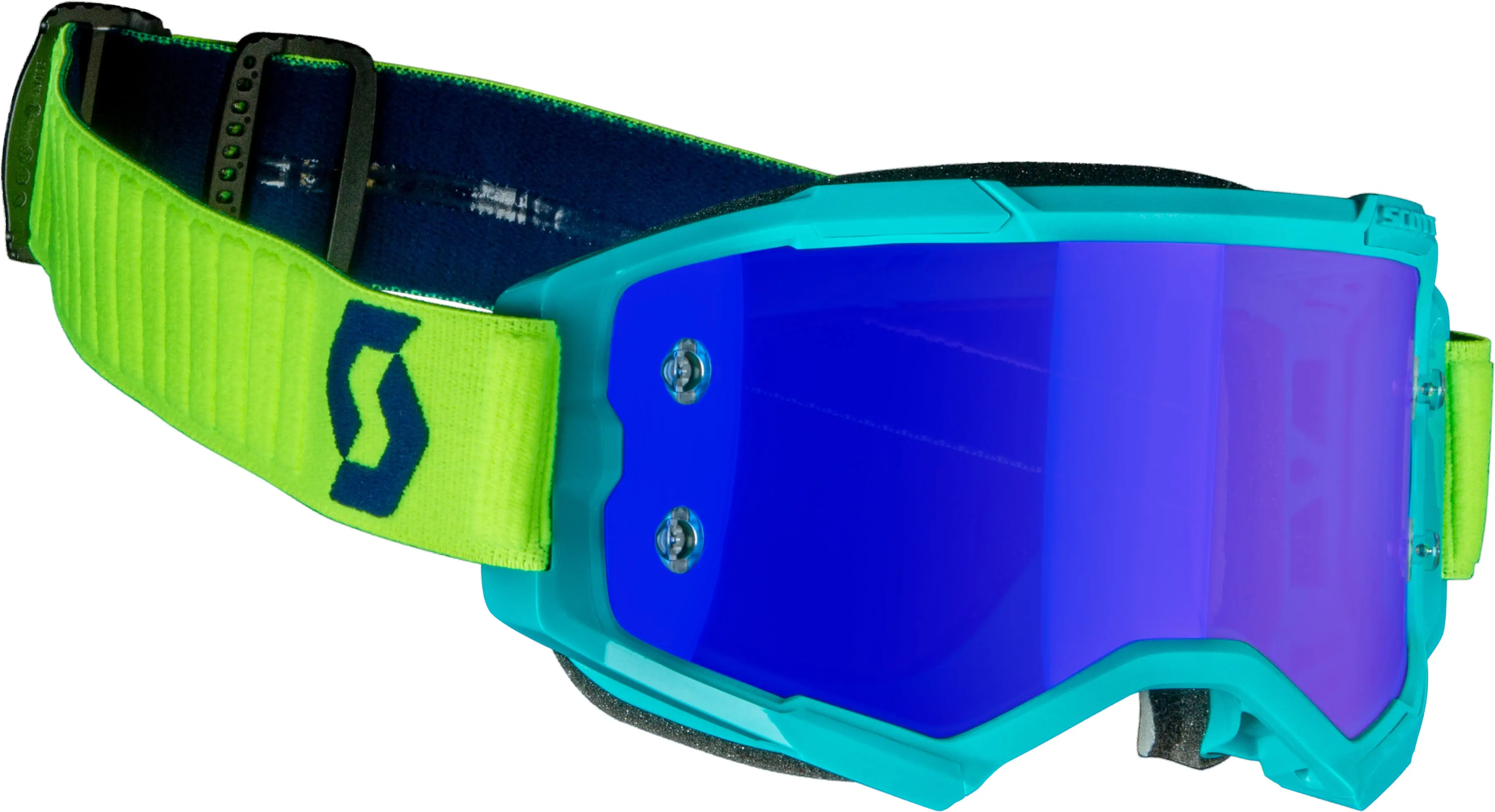 Fury Goggle Teal Blue/Neon Ylw Electric Blue Chrome Works - Image 5