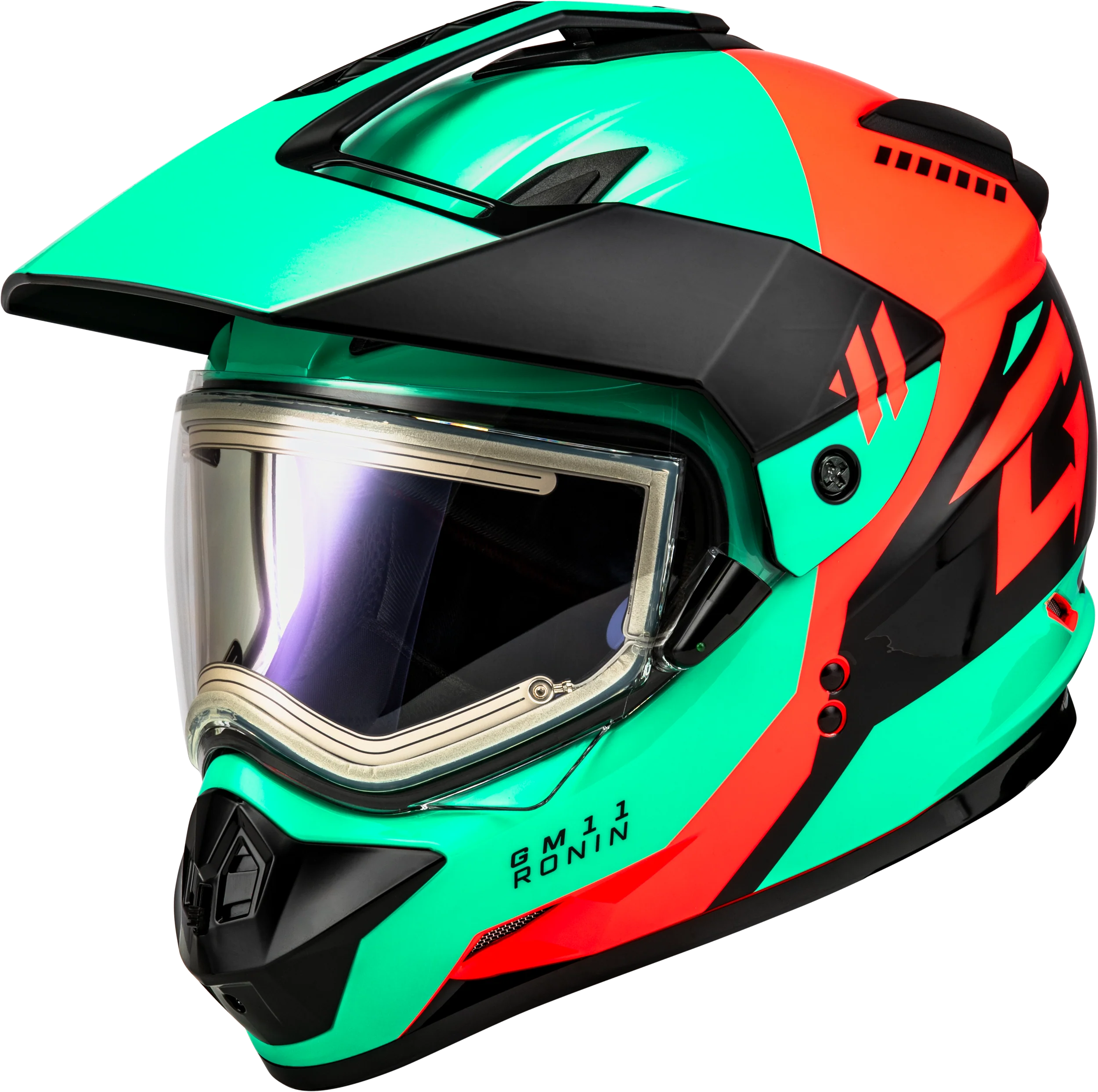 Gm 11s Ronin Snow Helmet W/ Elec Shld Black/Aqua/Coral Md - Image 4