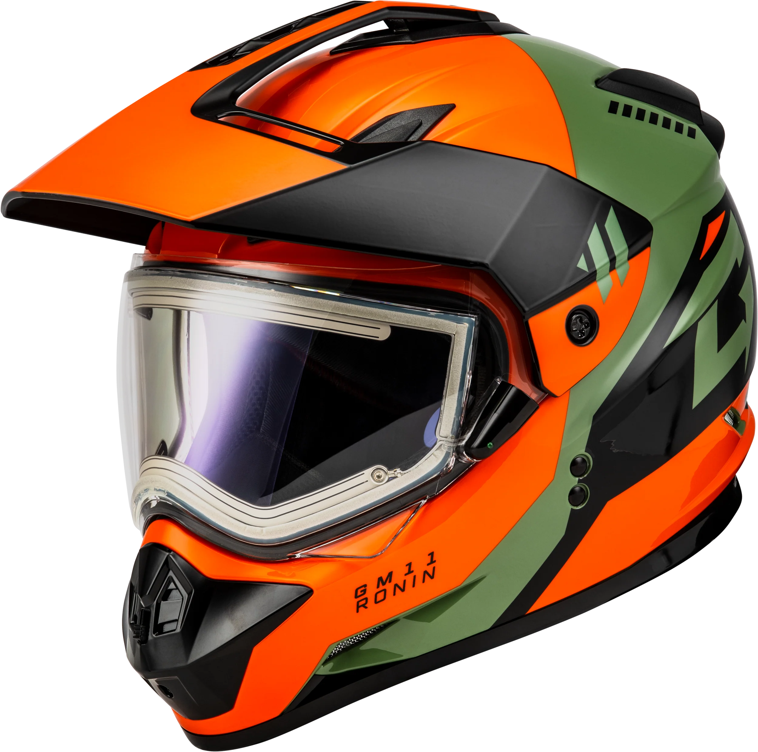 Gm 11s Ronin Snow Helmet W/ Elec Shld Orange/Grey/Black Md - Image 4