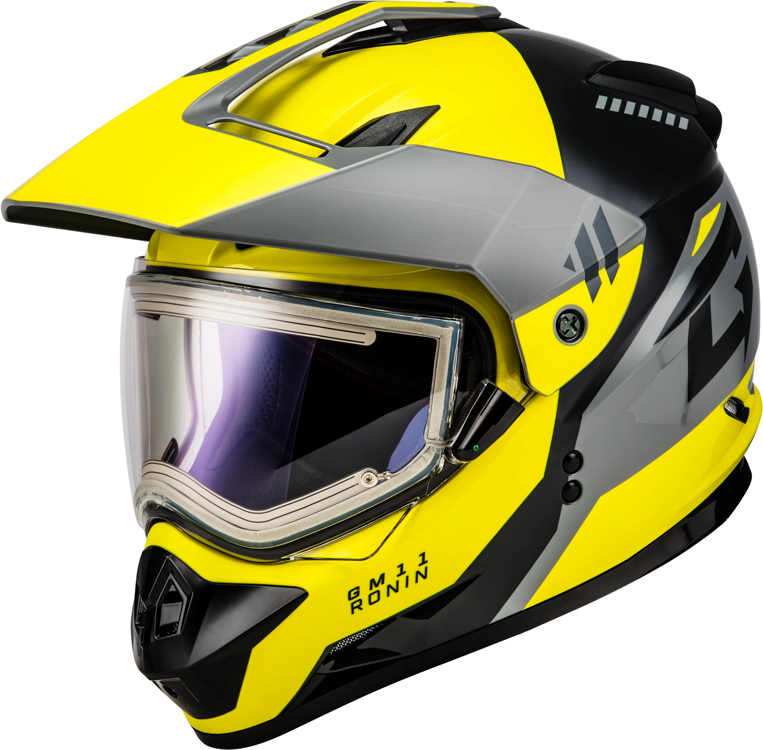 Gm 11s Ronin Snow Helmet W/ Elec Shld Yellow/Slvr/Grey Lg - Image 4