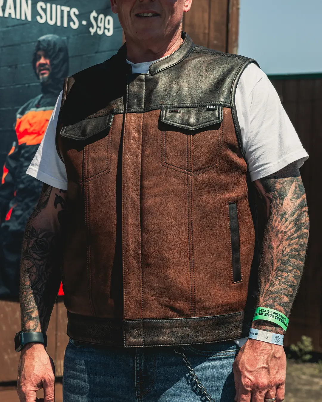 Gunner Men's Leather Motorcycle Vest (Limited Edition) - Image 8