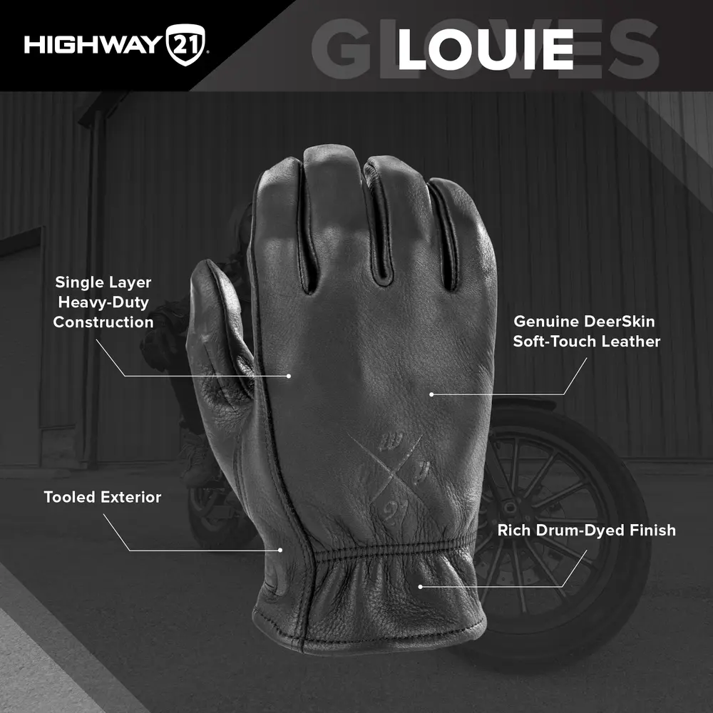 Highway 21 Louie Gloves - Black/Tan - Motorcycle Gloves - Image 3