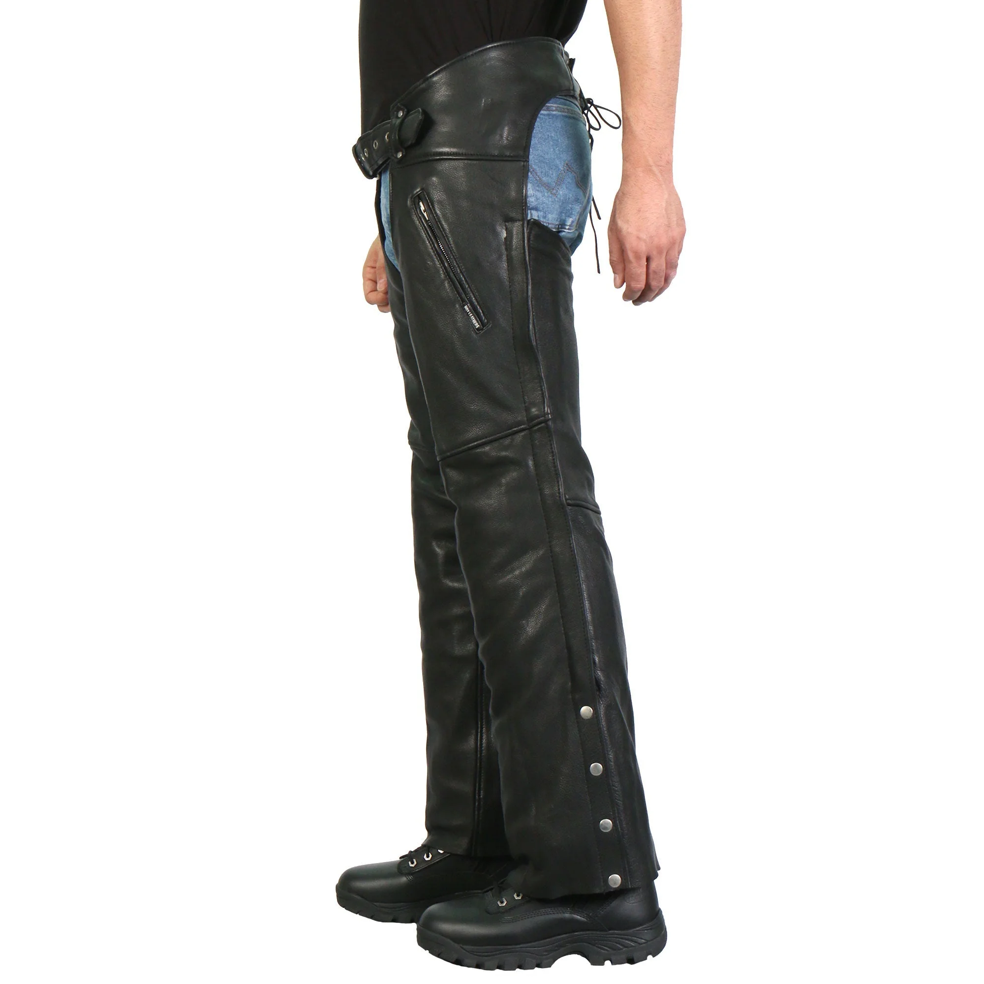 Hot Leathers 2 Pocket Mesh Lined Leather Chaps - Image 2