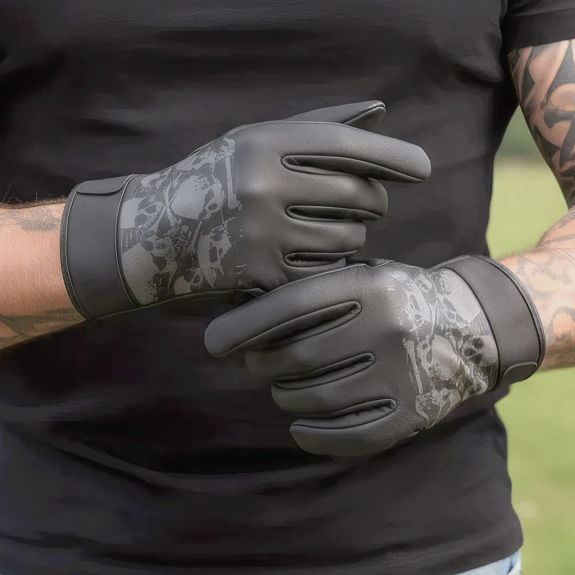Hot Leathers Ancient Skull Leather Gloves - Image 5