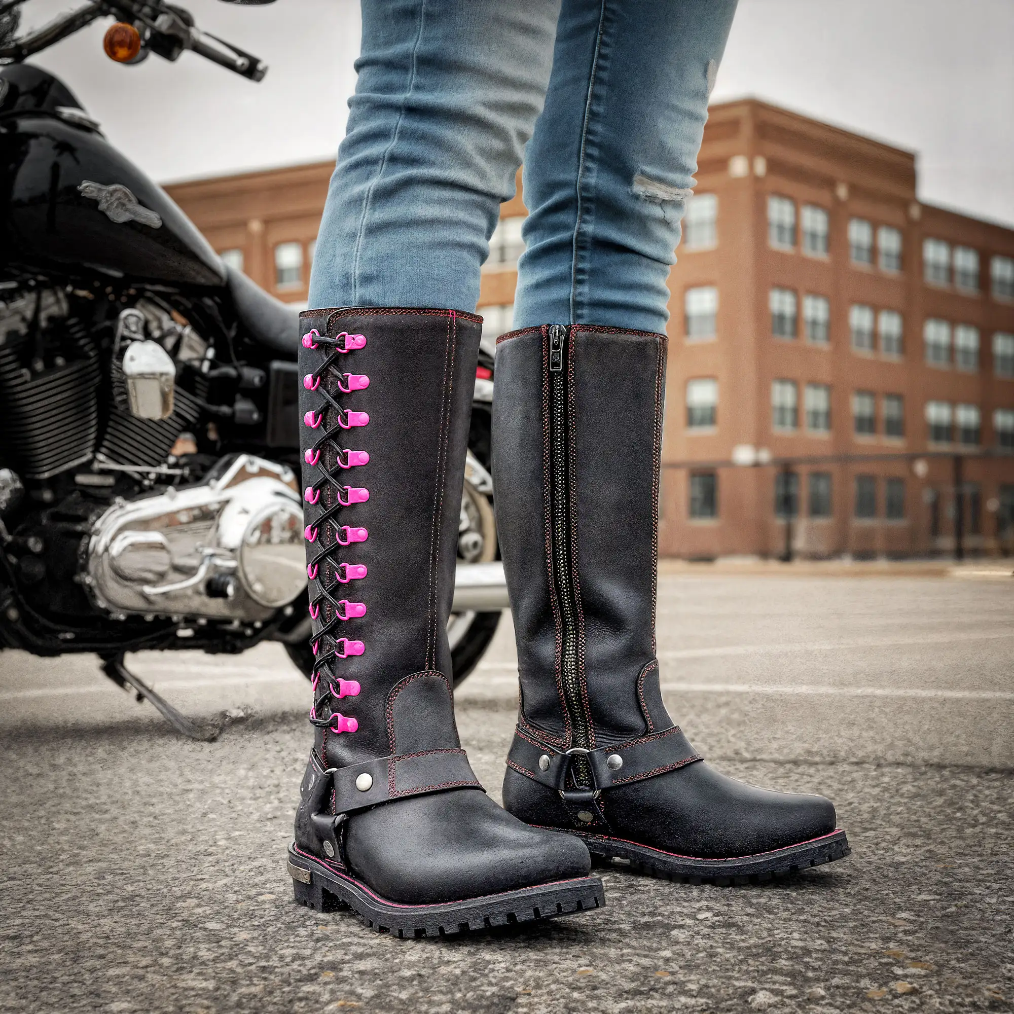 Hot Leathers BTL1006 Ladies 14-inch Black Knee-High Leather Boots with Side Zipper Entry - Image 15