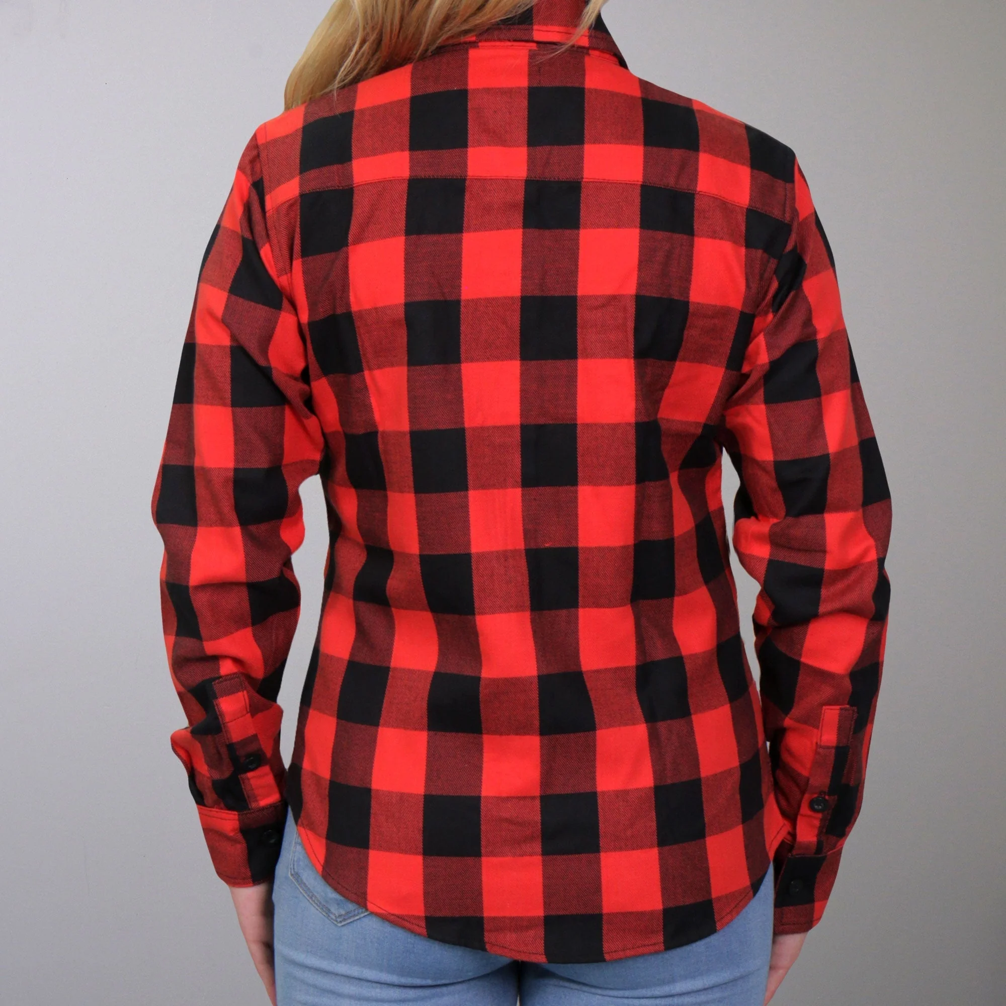 Hot Leathers FLL3002 Ladies Black and Red Long Sleeve Flannel - Image 2