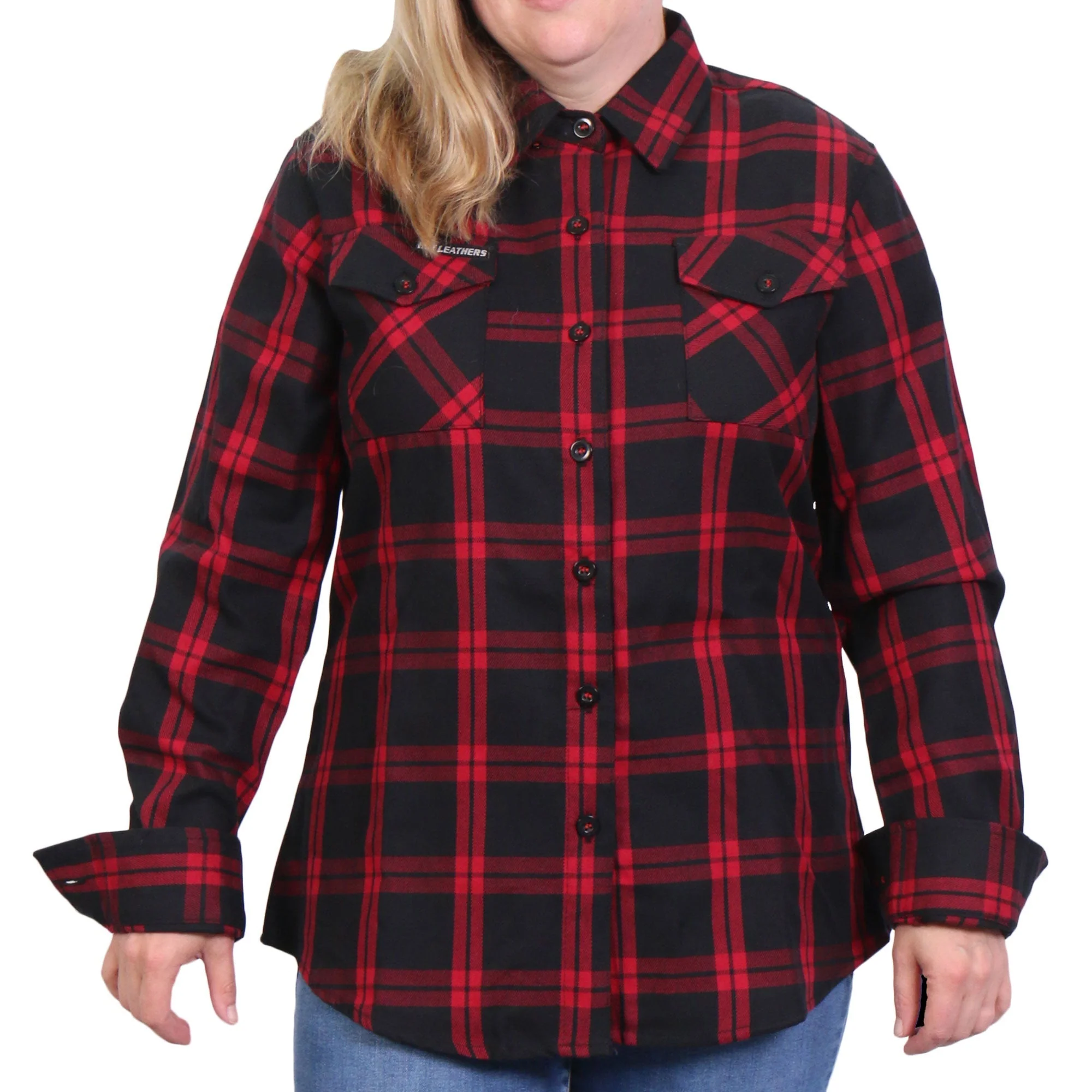 Hot Leathers FLL3009 Ladies 'Black and Red' Flannel Long Sleeve Shirt - Image 2