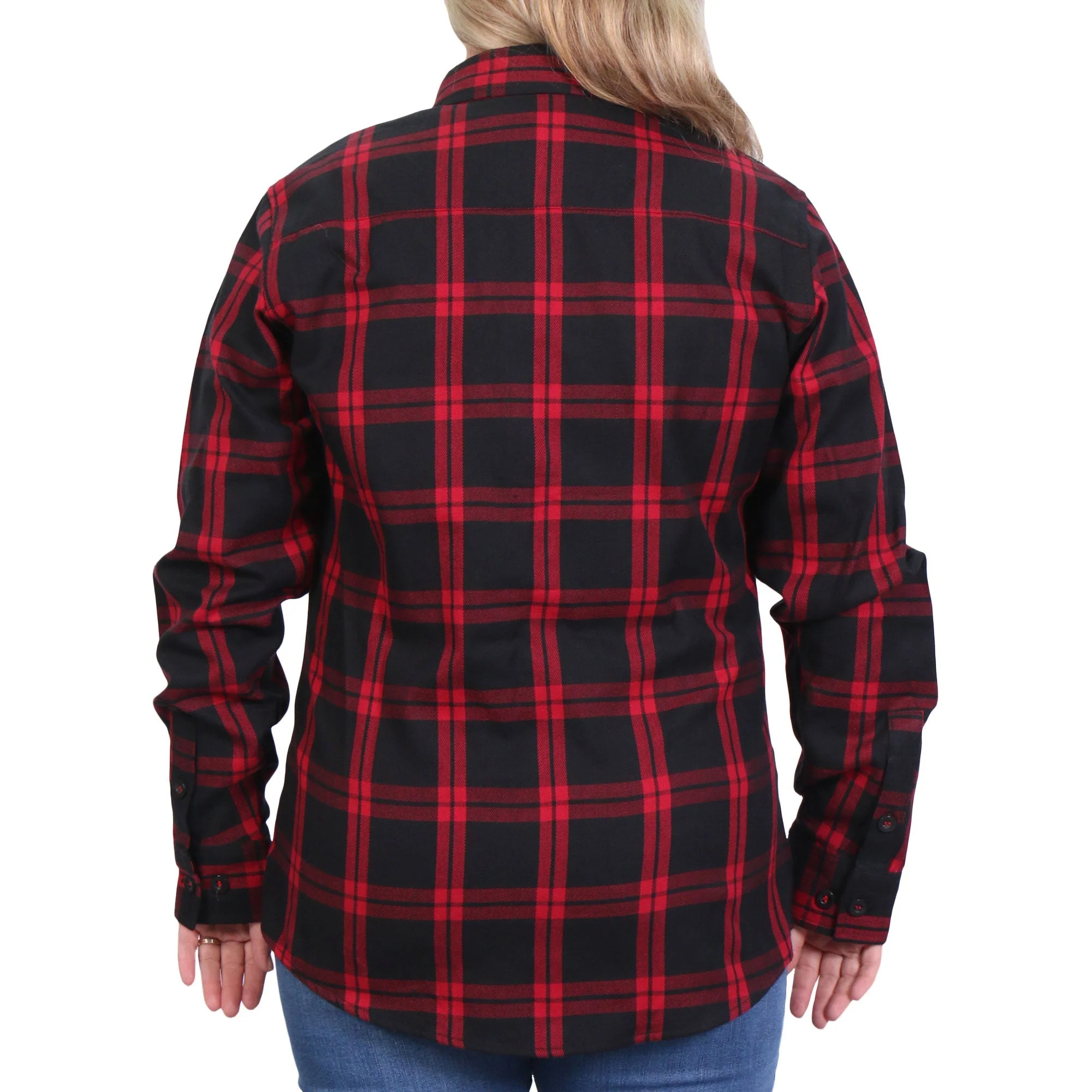 Hot Leathers FLL3009 Ladies 'Black and Red' Flannel Long Sleeve Shirt - Image 4