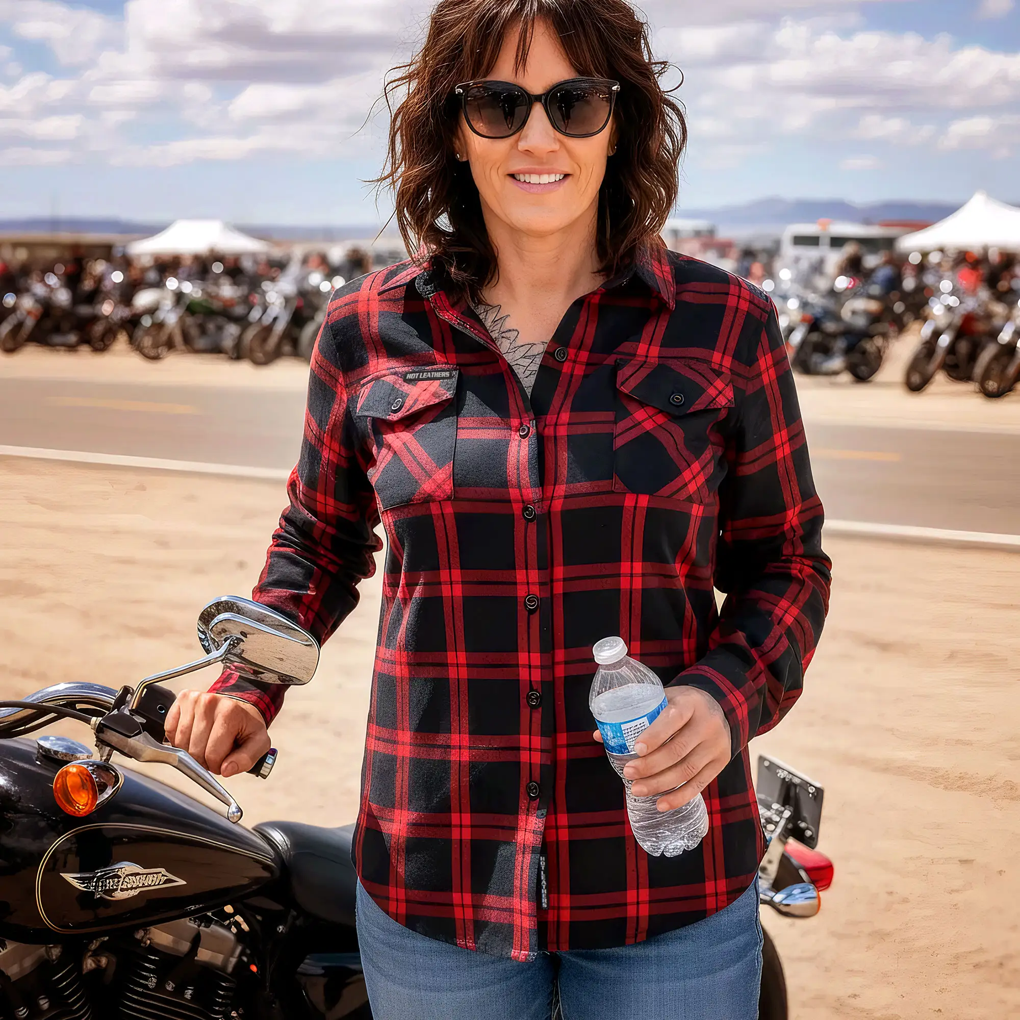 Hot Leathers FLL3009 Ladies 'Black and Red' Flannel Long Sleeve Shirt - Image 5