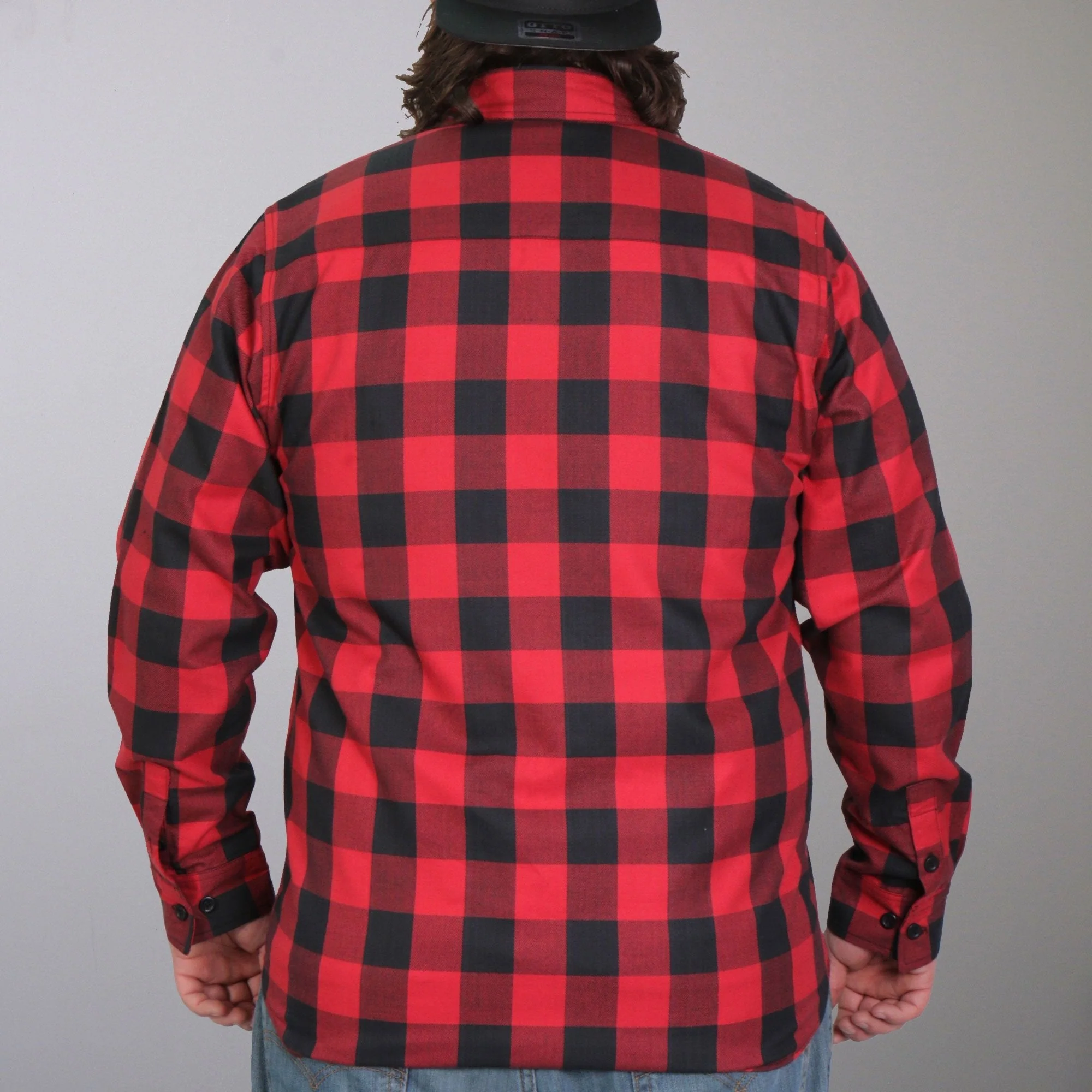 Hot Leathers FLM2002 Mens Black and Red Long Sleeve Flannel Shirt - Image 2