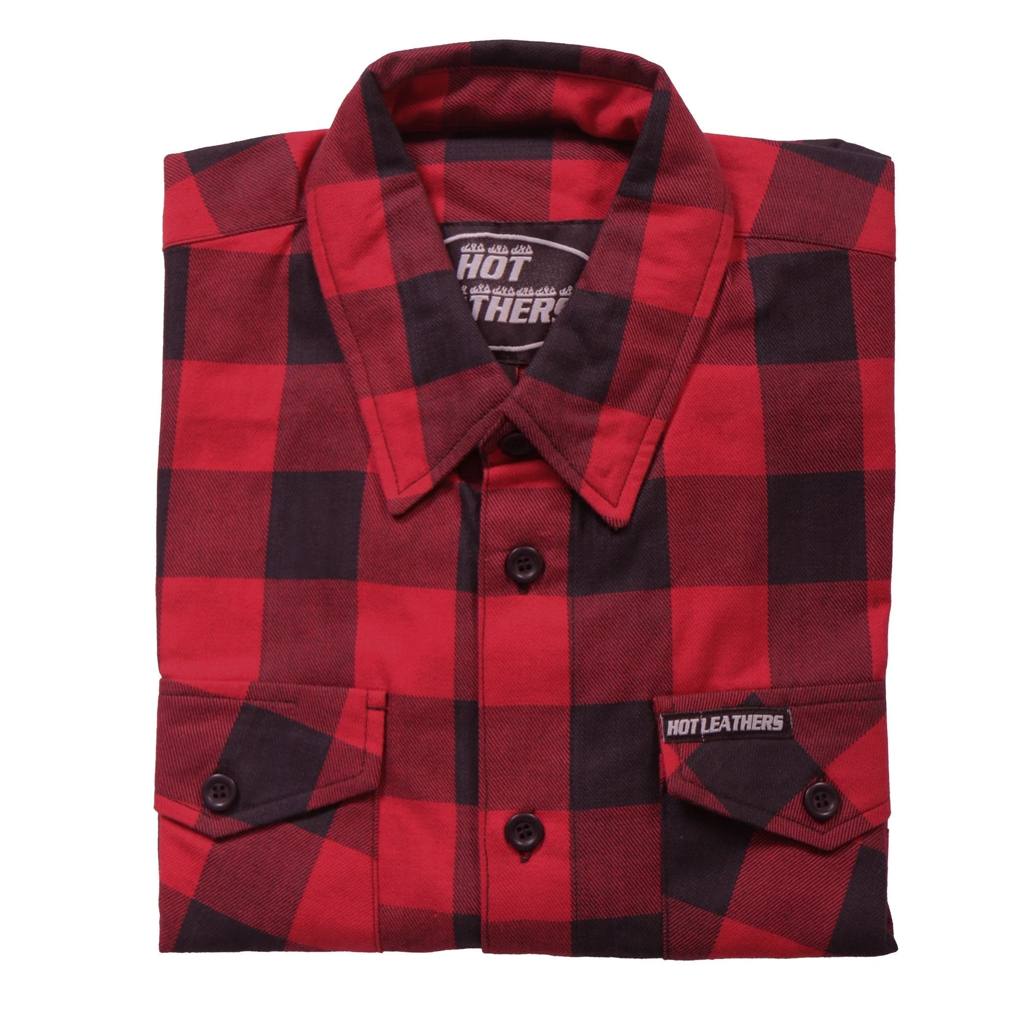 Hot Leathers FLM2002 Mens Black and Red Long Sleeve Flannel Shirt - Image 3