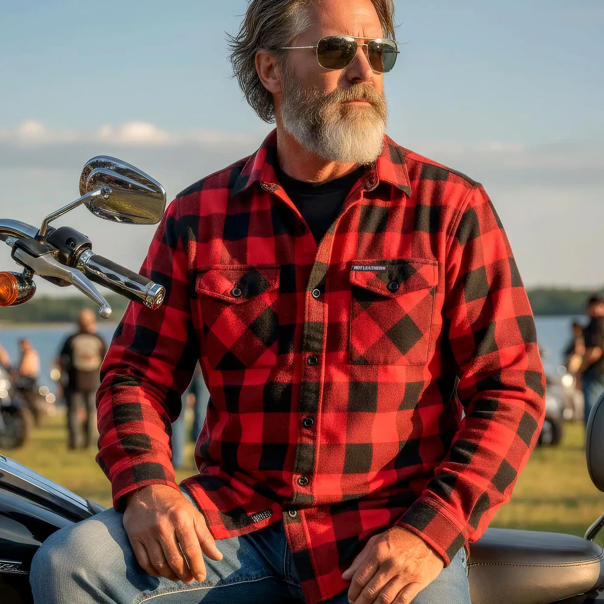 Hot Leathers FLM2002 Mens Black and Red Long Sleeve Flannel Shirt - Image 5