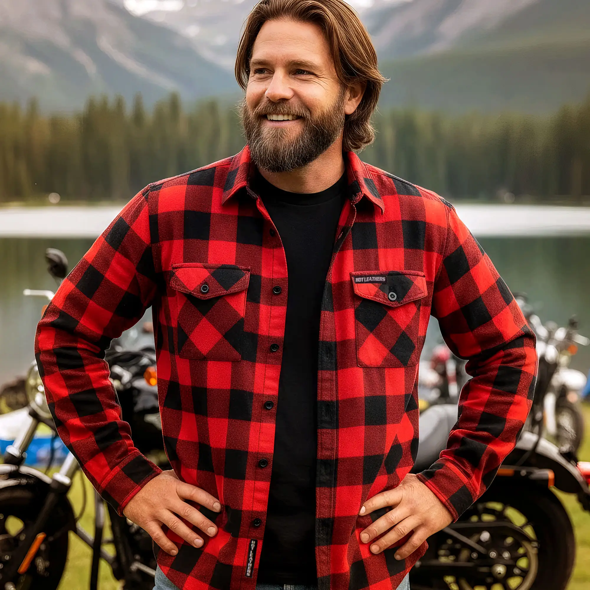 Hot Leathers FLM2002 Mens Black and Red Long Sleeve Flannel Shirt - Image 6