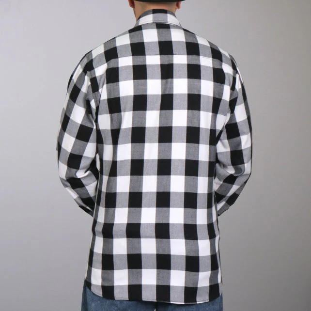 Hot Leathers FLM2004 Mens Black and White Long Sleeve Flannel Shirt - Image 2