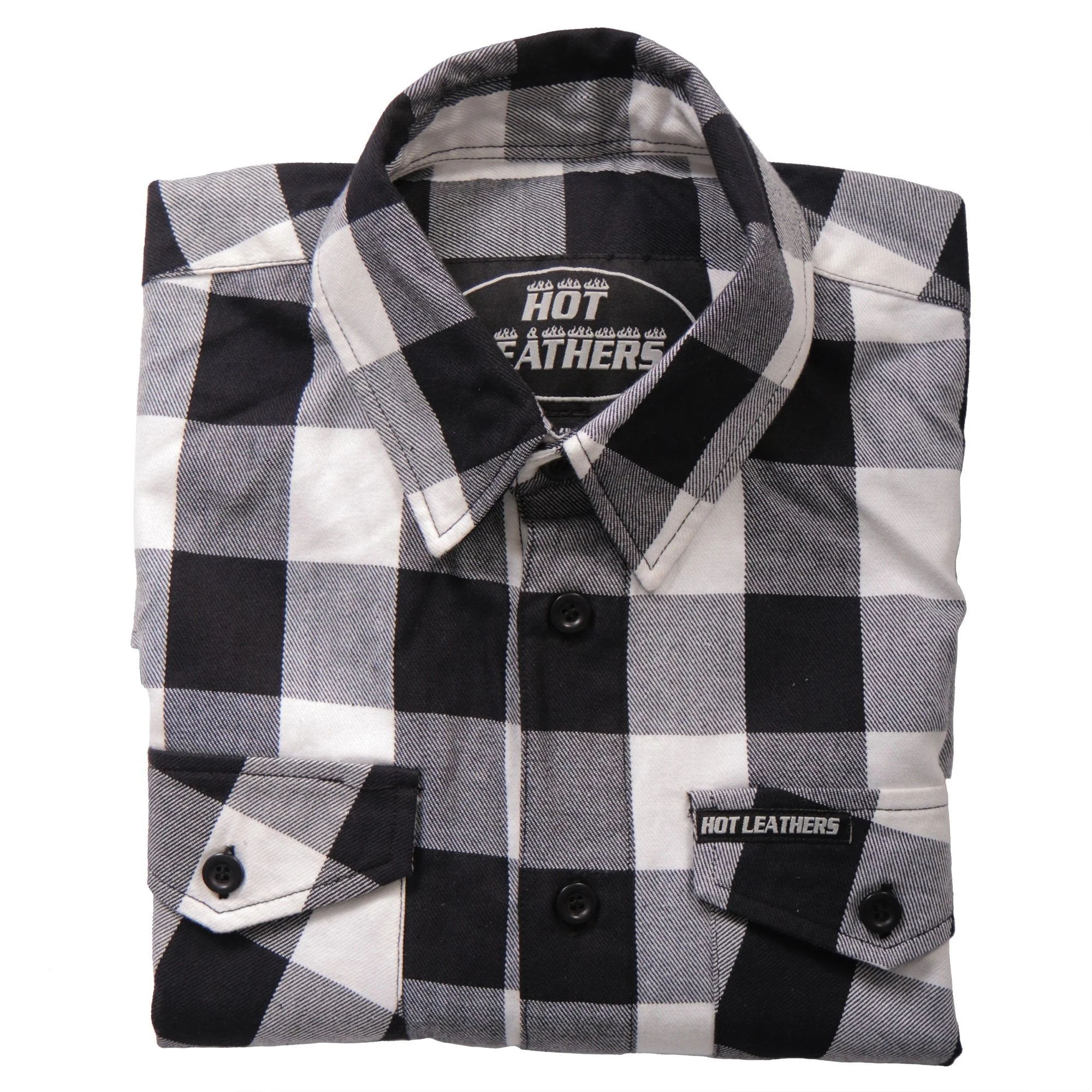 Hot Leathers FLM2004 Mens Black and White Long Sleeve Flannel Shirt - Image 3