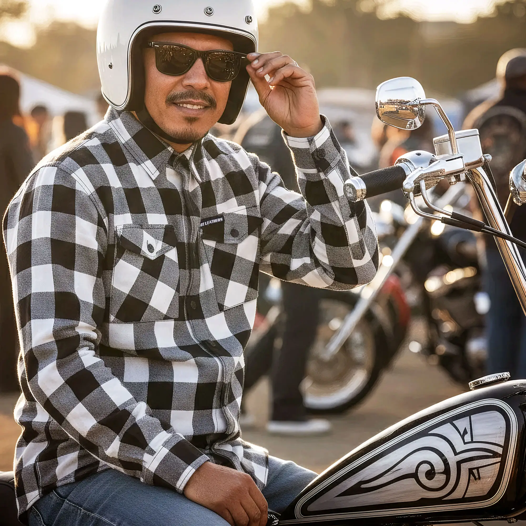Hot Leathers FLM2004 Mens Black and White Long Sleeve Flannel Shirt - Image 6