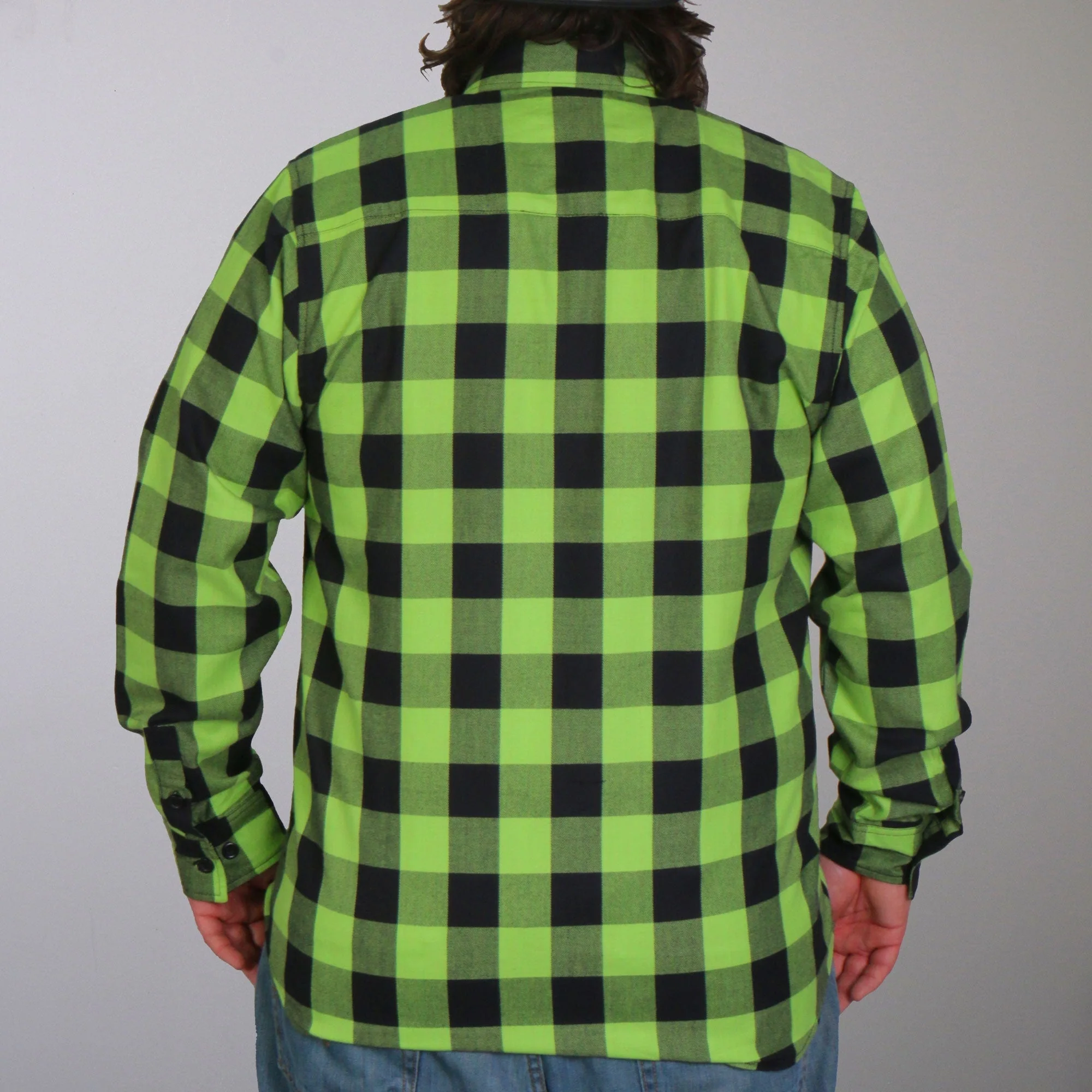 Hot Leathers FLM2005 Mens Black and Green Long Sleeve Flannel Shirt - Image 2